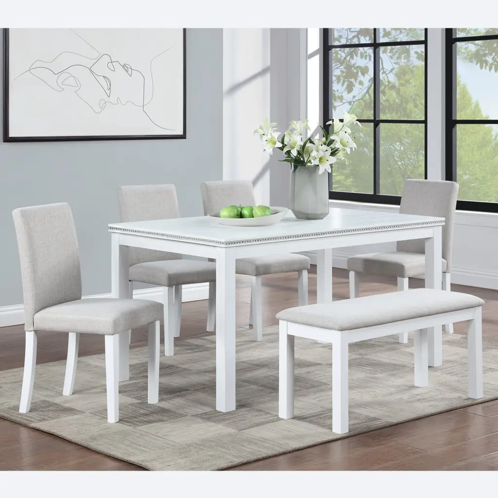 Wooden Dining Rectangular Table Bench Kitchen Table Set fullbarn e-commerce