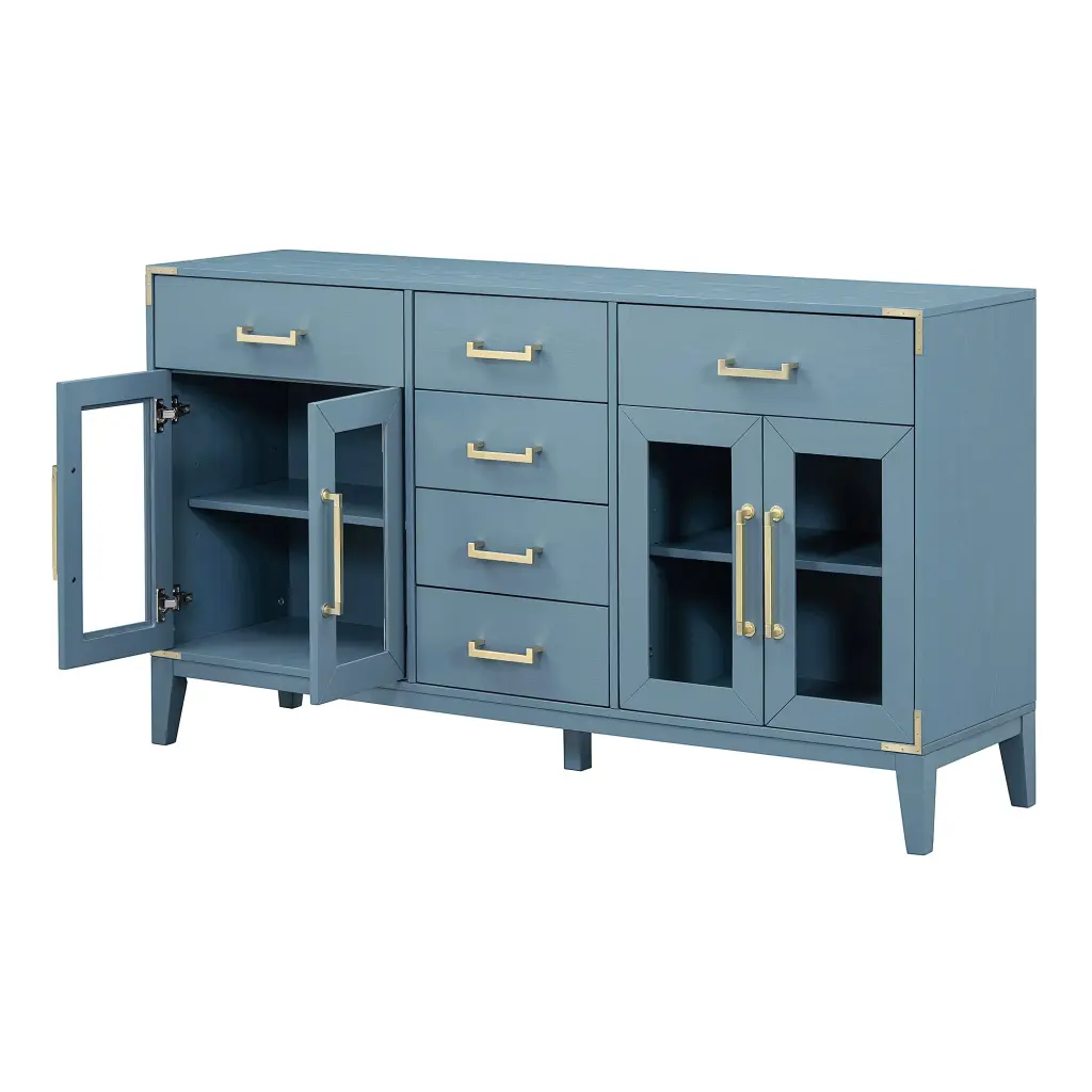 6 Drawer and 2 Cabinet Retro Sideboard Extra Large Storage Space Dining Room rnb
