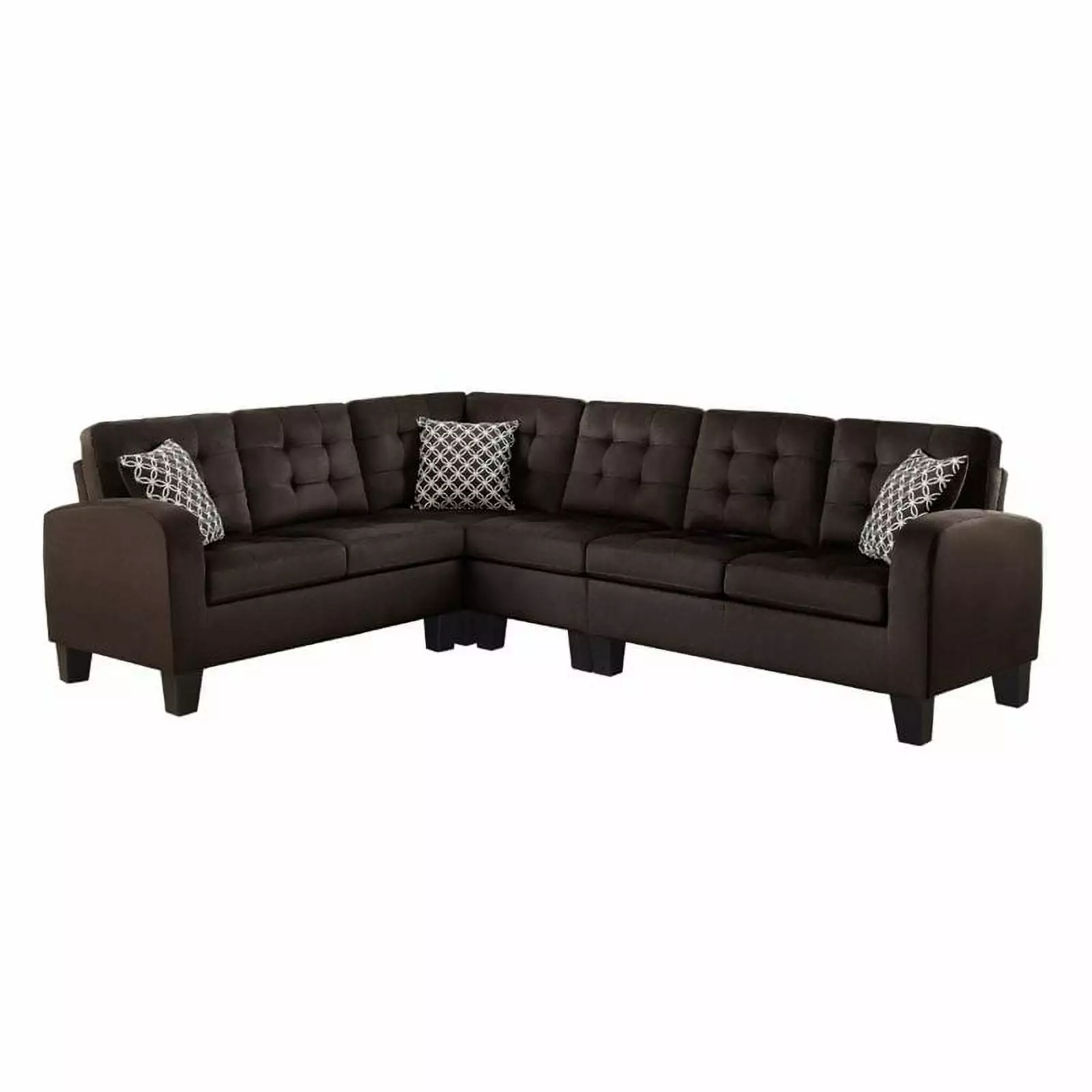 Bowery Hill Chocolate Upholstered Reversible Sectional Sofa Living Room