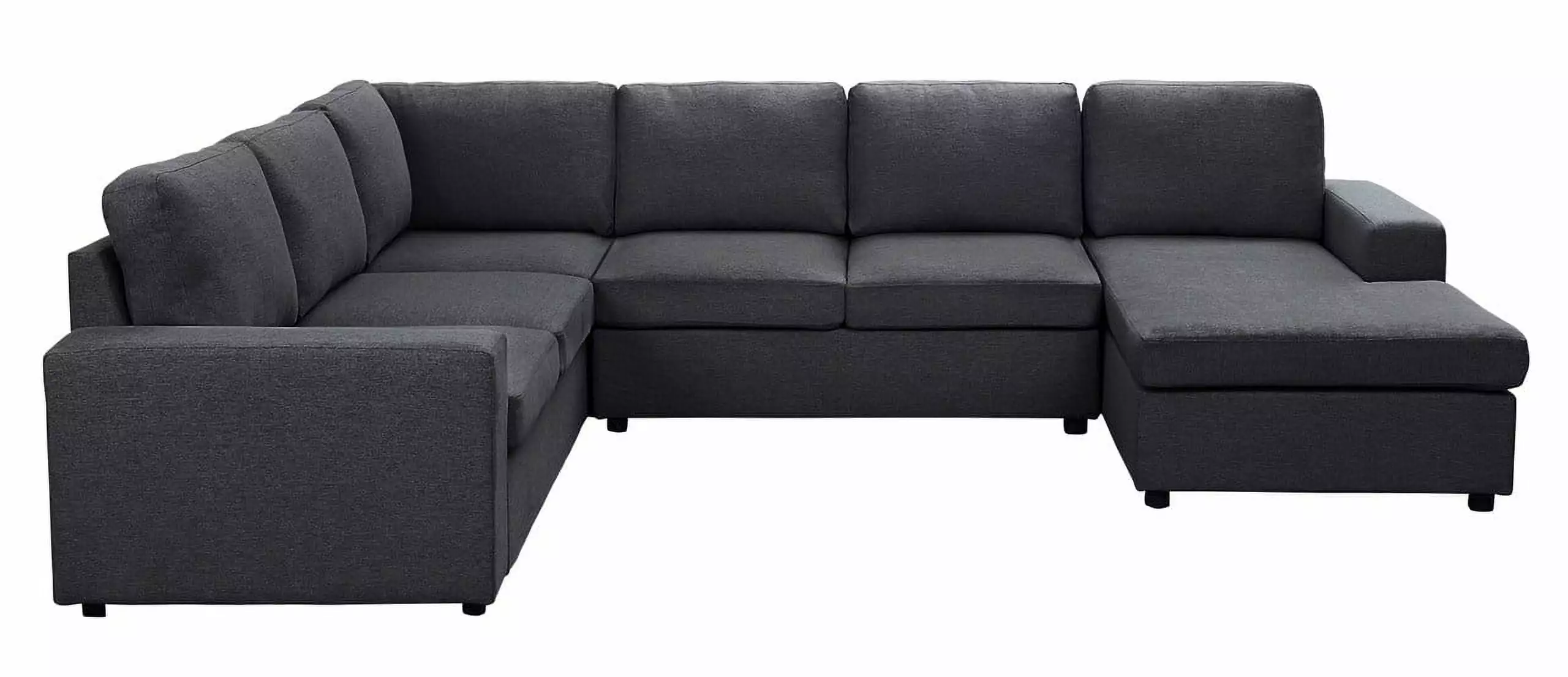 Warren Reversible Chaise Sectional Sofa Dark Gray Linen Upholstery Lilola Home