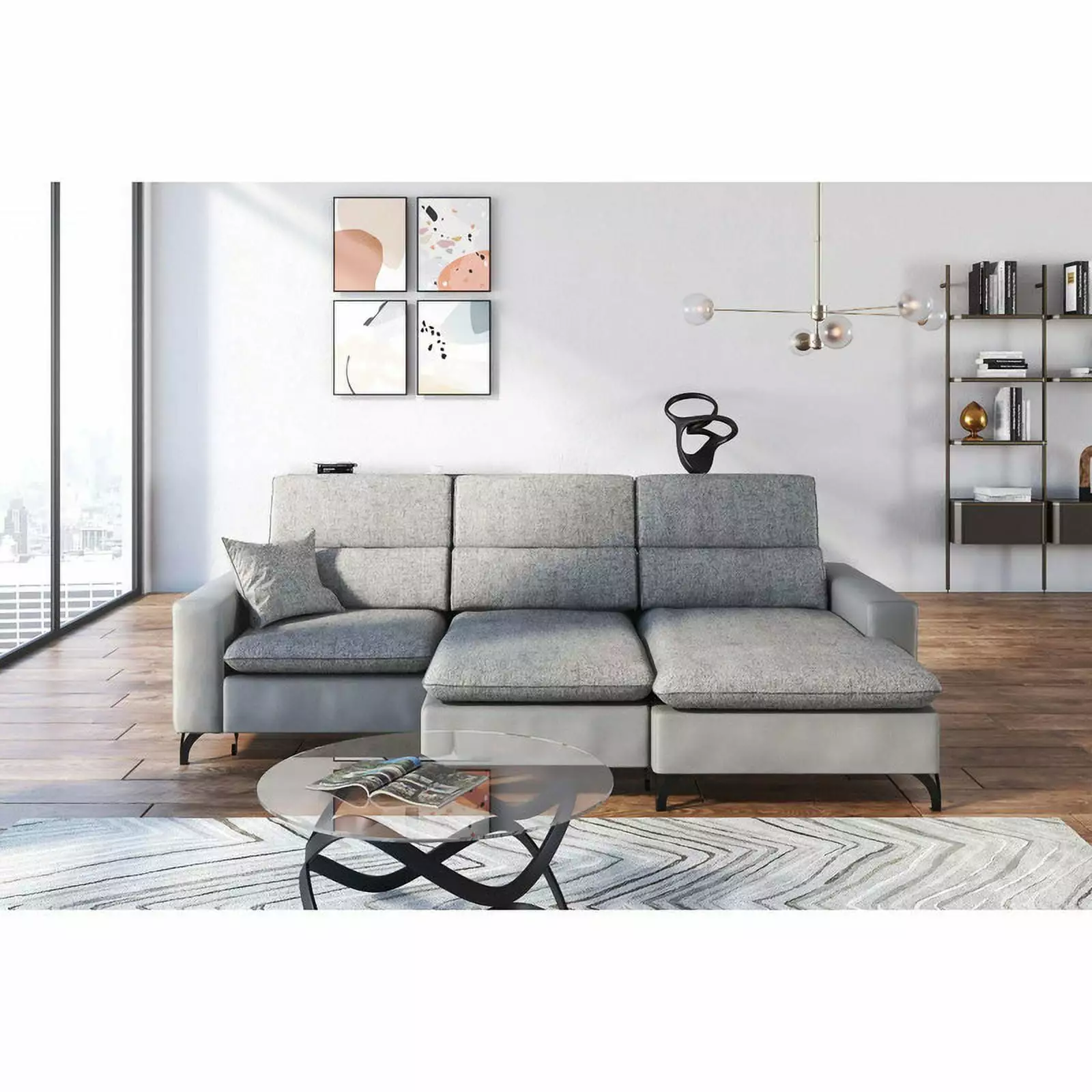 Gianna Modern Right Hand Facing Sectional Sofa Gray Get Furniture
