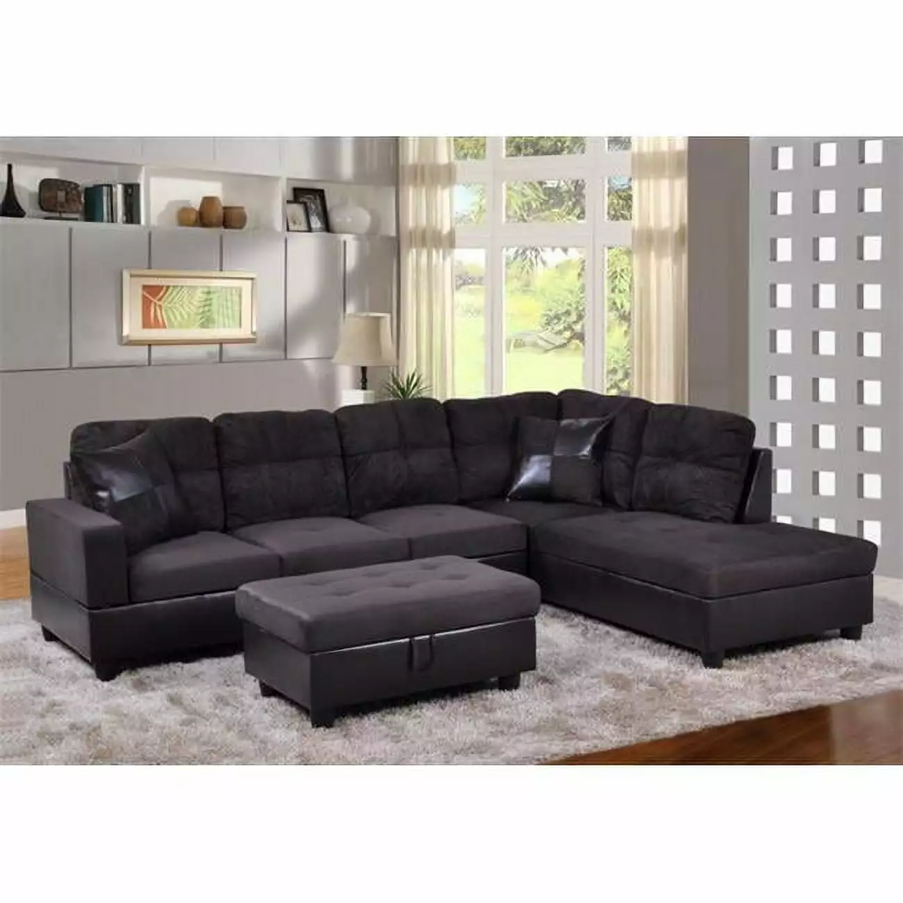 Lifestyle Furniture LF105B Avellino Right Hand Facing Sectional Sofa Dark Chocolate
