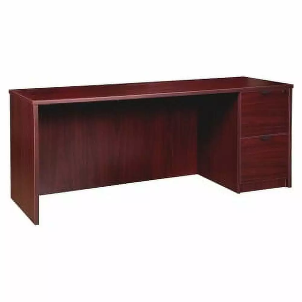 Lorell Prominence 2.0 Mahogany Laminate Right-Pedestal Credenza - 2-Drawer
