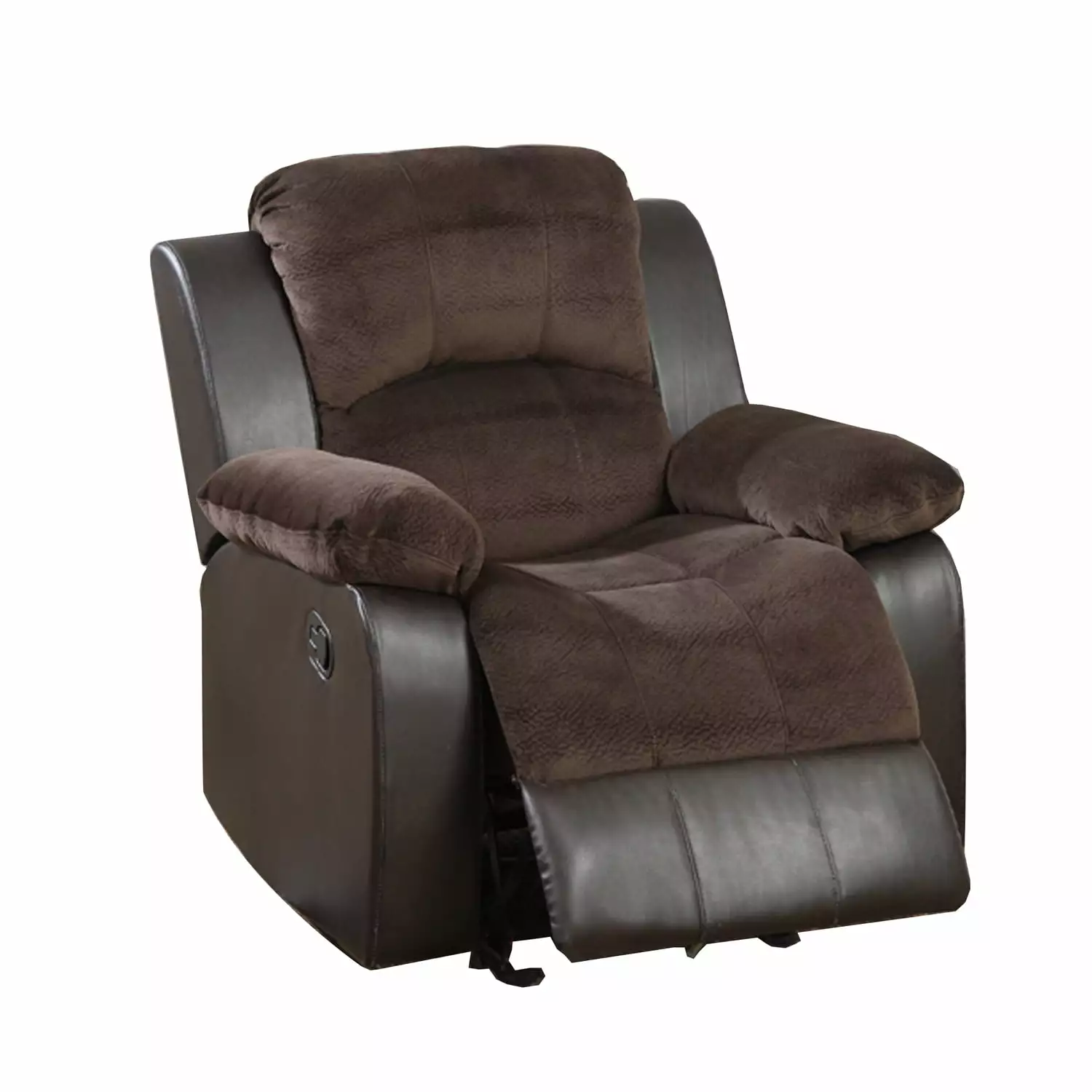 Polyurethane Rocker Recliner Choco Faux Suede Brown Comfortable Lounging Benjara
