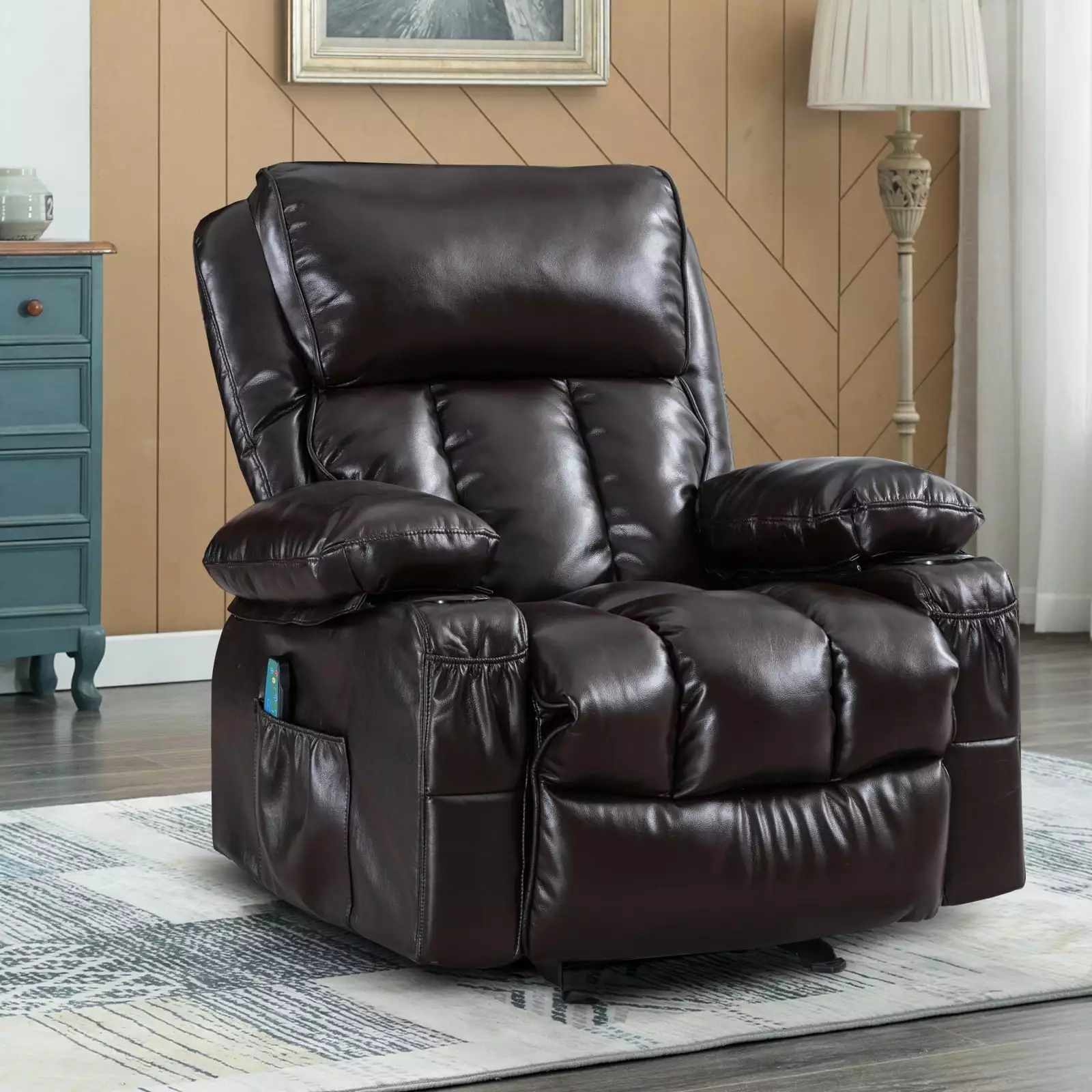 Recliner Chair Living Room Rocking Function and Side Pocket Generic