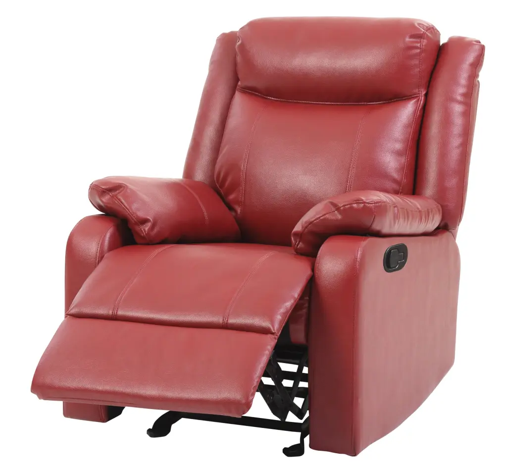 Ward G765A RC Rocker Recliner Chair Red Foam PU Upholstery Comfortable Lounger glory furniture