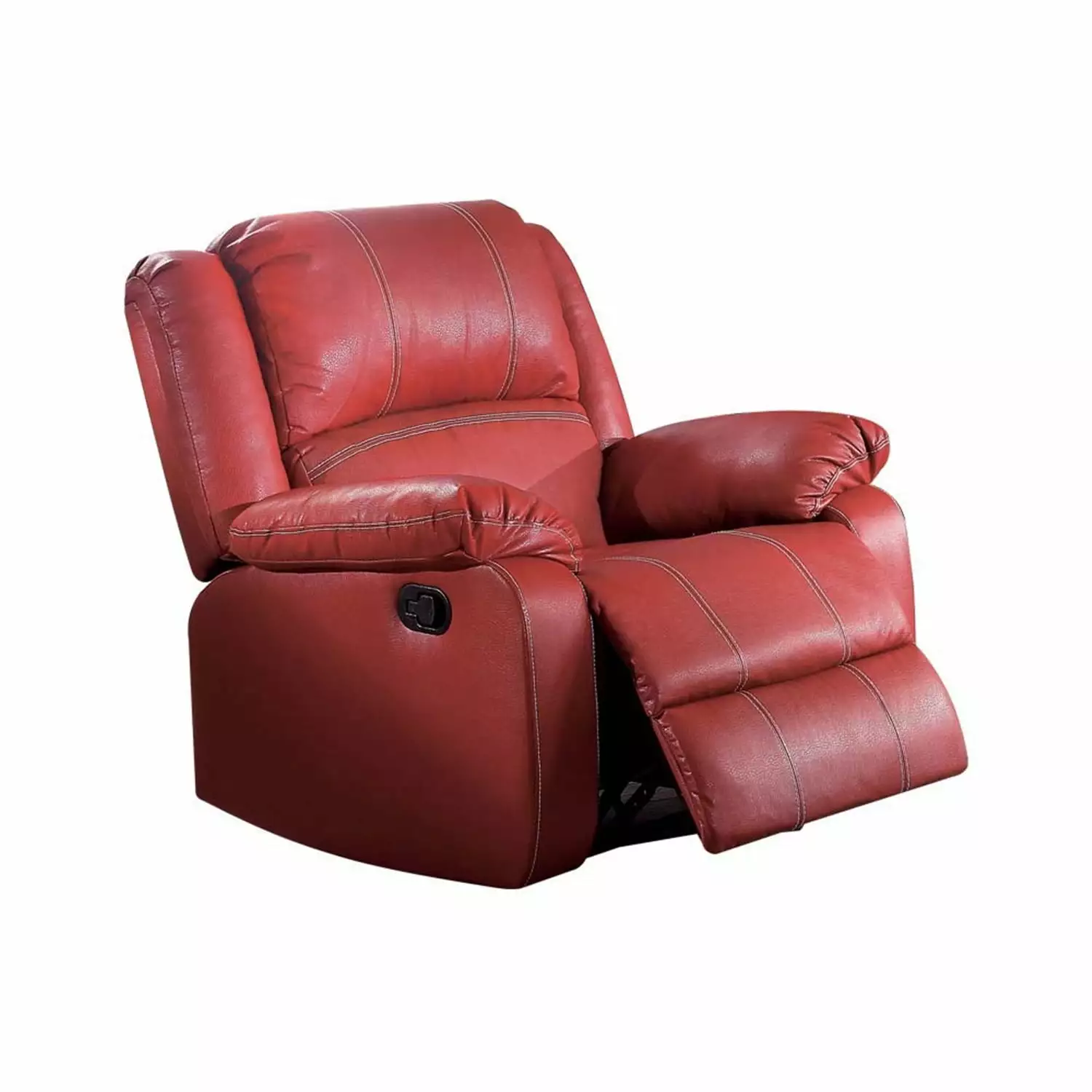 HomeStock Country Cottage Rocker Recliner Red PU - Vintage Style Living Room Chair