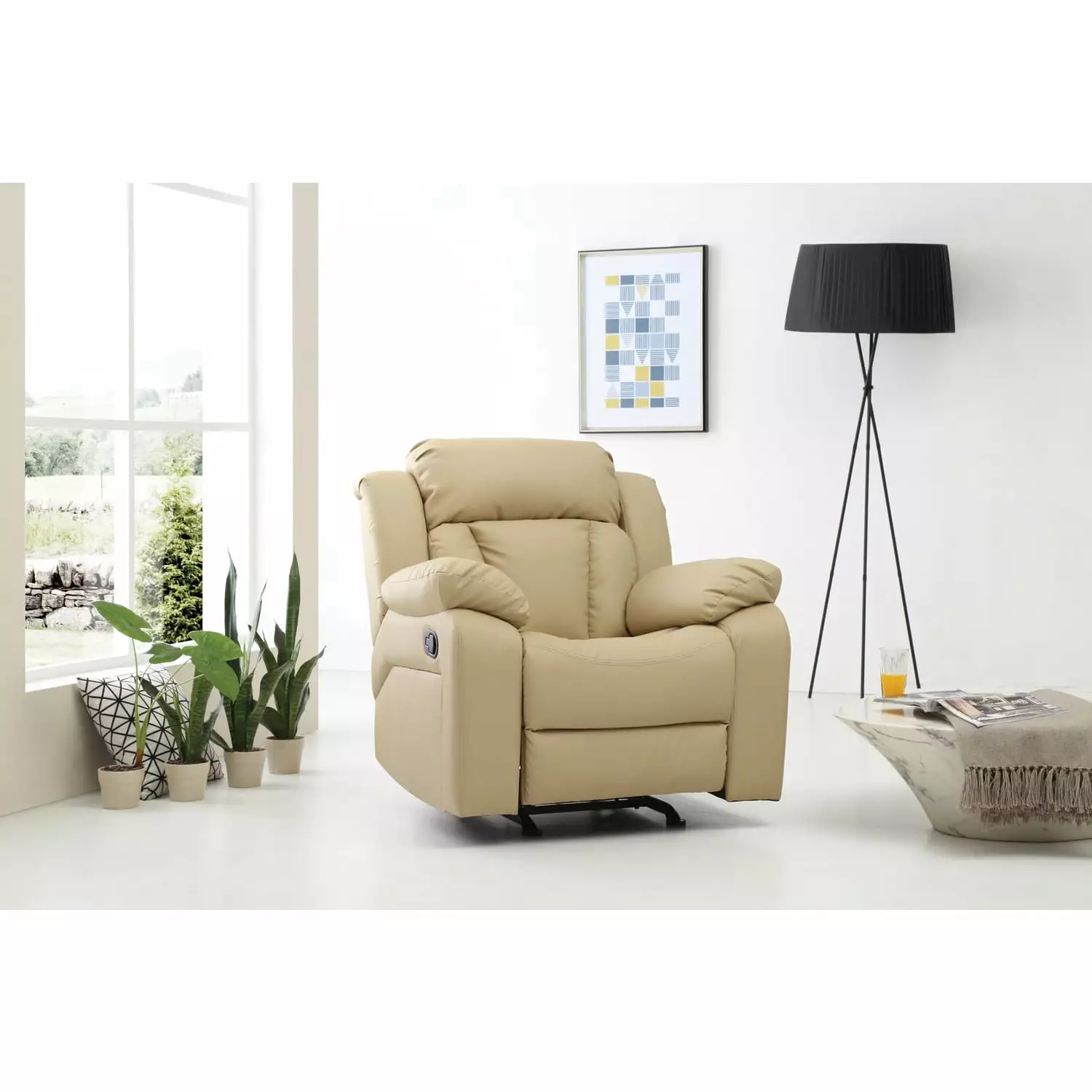 HomeStock Victorian Elegance Rocker Recliner - Beige Upholstered Recliner Chair