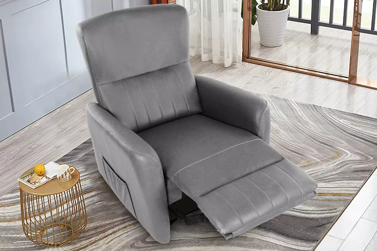 LANTRO JS Recliner Chair Living Room Rocking Function and Side Pocket