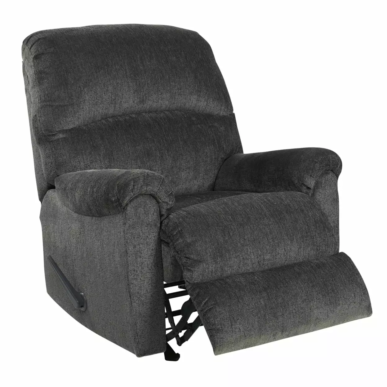 Fabric Upholstered Rocker Recliner Pillow Top Arm Smoke Gray Saltoro Sherpi