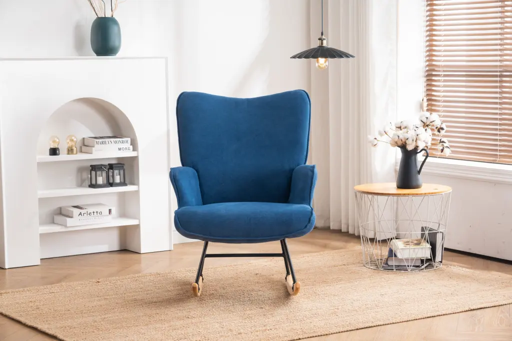Adraya Rocking Chair Blue Foam Microfiber cynthia-s furniture