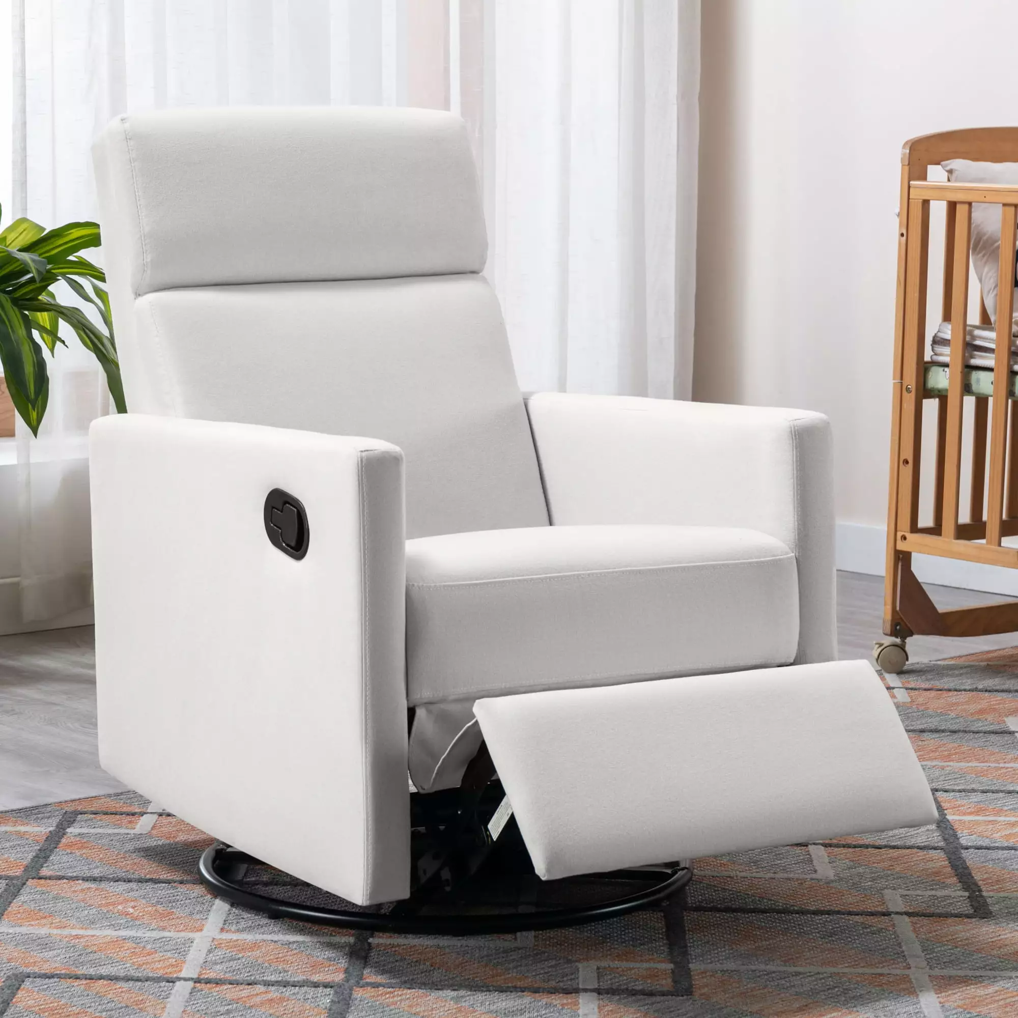 DeeHome Modern Upholstered Rocker Nursery Chair Beige