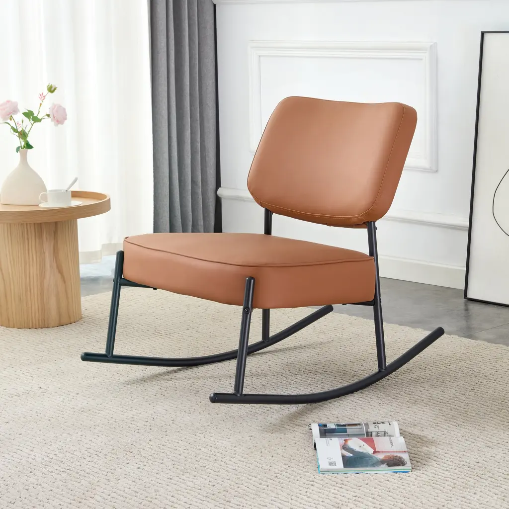 PU Material Cushioned Rocking Chair - One---kind Comfortable Rocking Chair droom w-1151