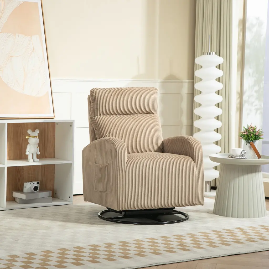 Jiada Upholstered Swivel Glider Rocking Chair Flannel Fabric Nursing Chair jiada furniture