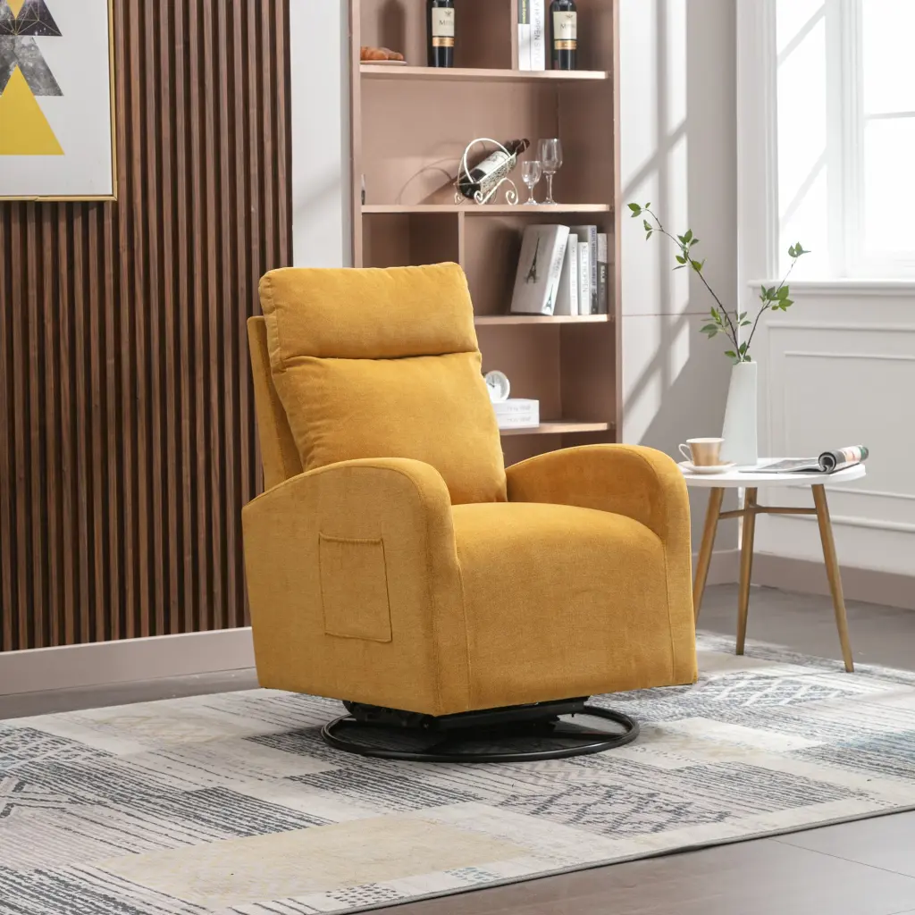 Jiada Upholstered Swivel Glider Rocking Chair Nursery Yellow jiada furniture