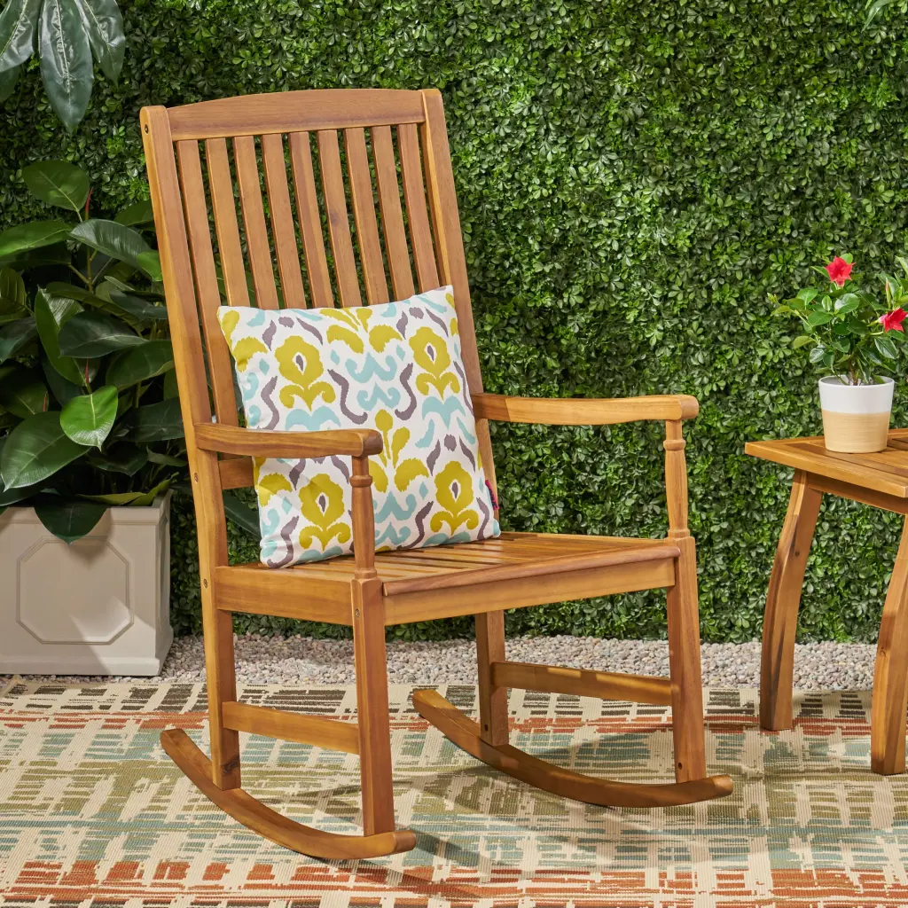 Arcadia Rocking Chair Teak Wood Patio or Living Room nh-sunfay