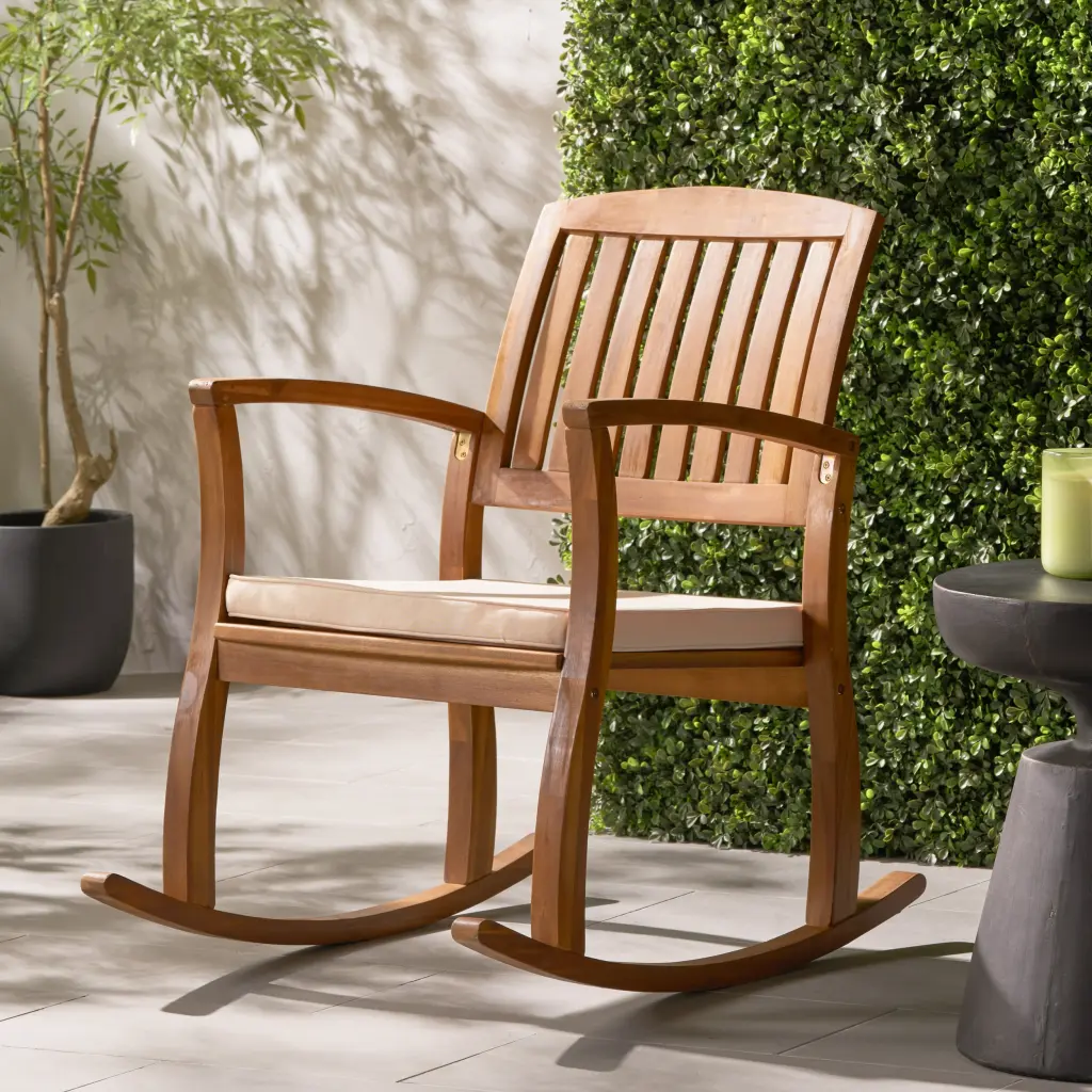 Natural Cream Wood Selma Rocking Chair Cushion nh-sunfay