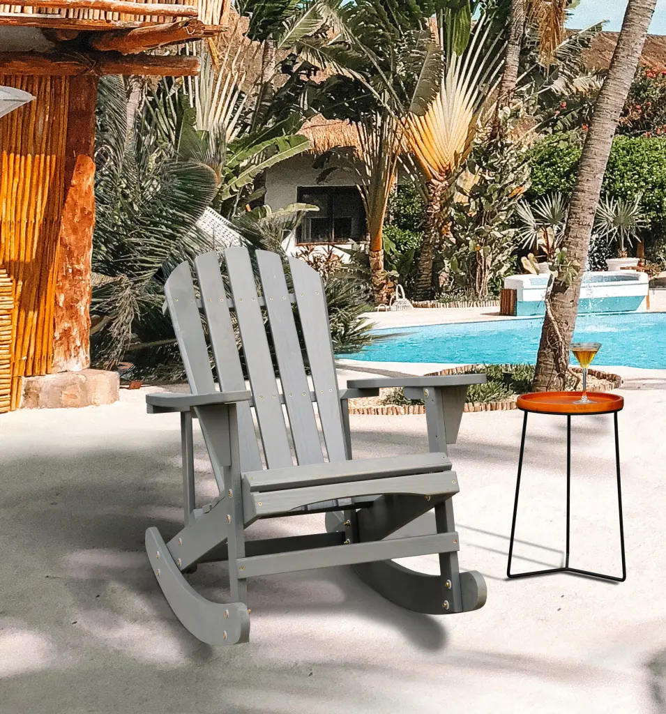 Adirondack Rocking Chair Solid Wood Chairs Finish Outdoor Furniture tradeber