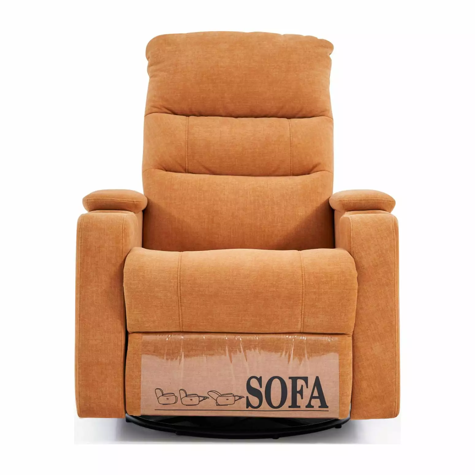 Light Orange Swivel Rocking Recliner Sofa Chair USB Charger and Cup Holder HATNOKIL