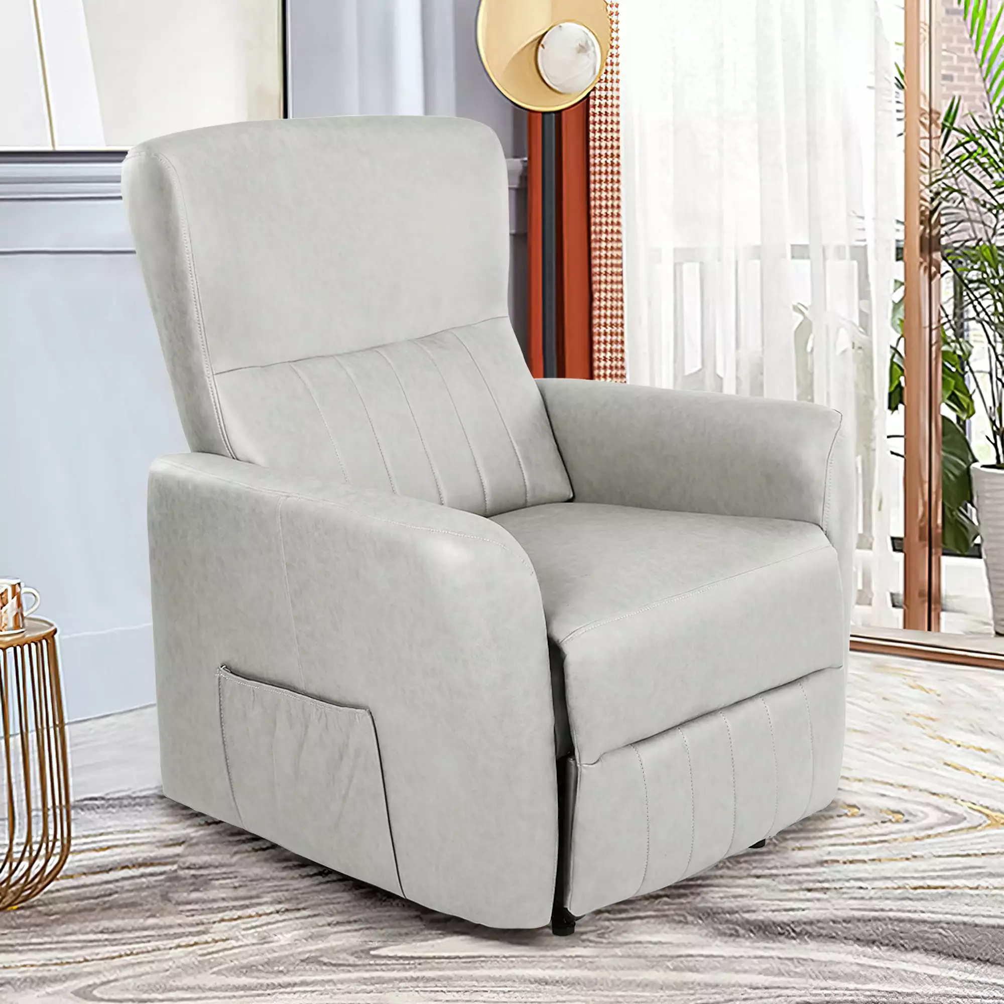 LANTRO JS Recliner Chair Living Room Rocking Function and Side Pocket