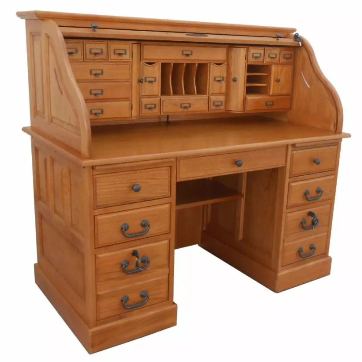 54 Deluxe Roll Top Desk USB Power Outlet Home Office Desk Furniture Dash