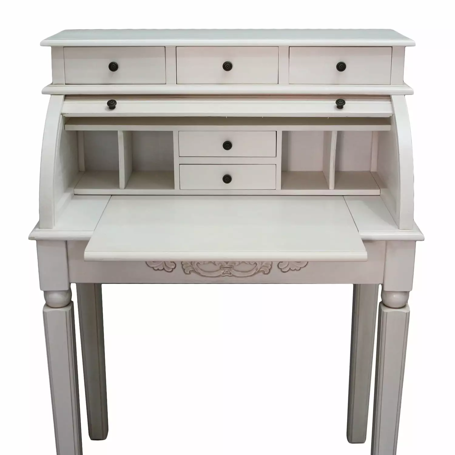 Maykoosh Rococo Radiance Carved Wood Roll Top Desk - Elegant Home Office Furniture