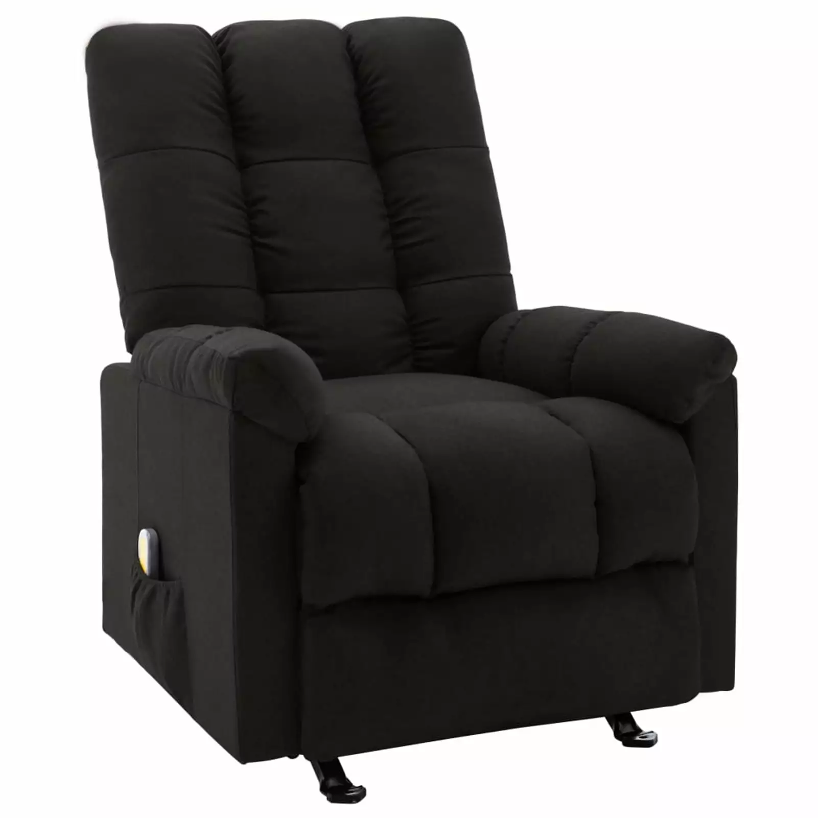 Anself Massage Reclining Chair Adjustable Footrest Backrest 360 Degree Rotatable Black Fabric