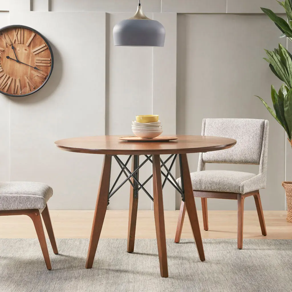 Clark Round Dining Pub Table - Solid Walnut Wood Stylish Dining Space jla
