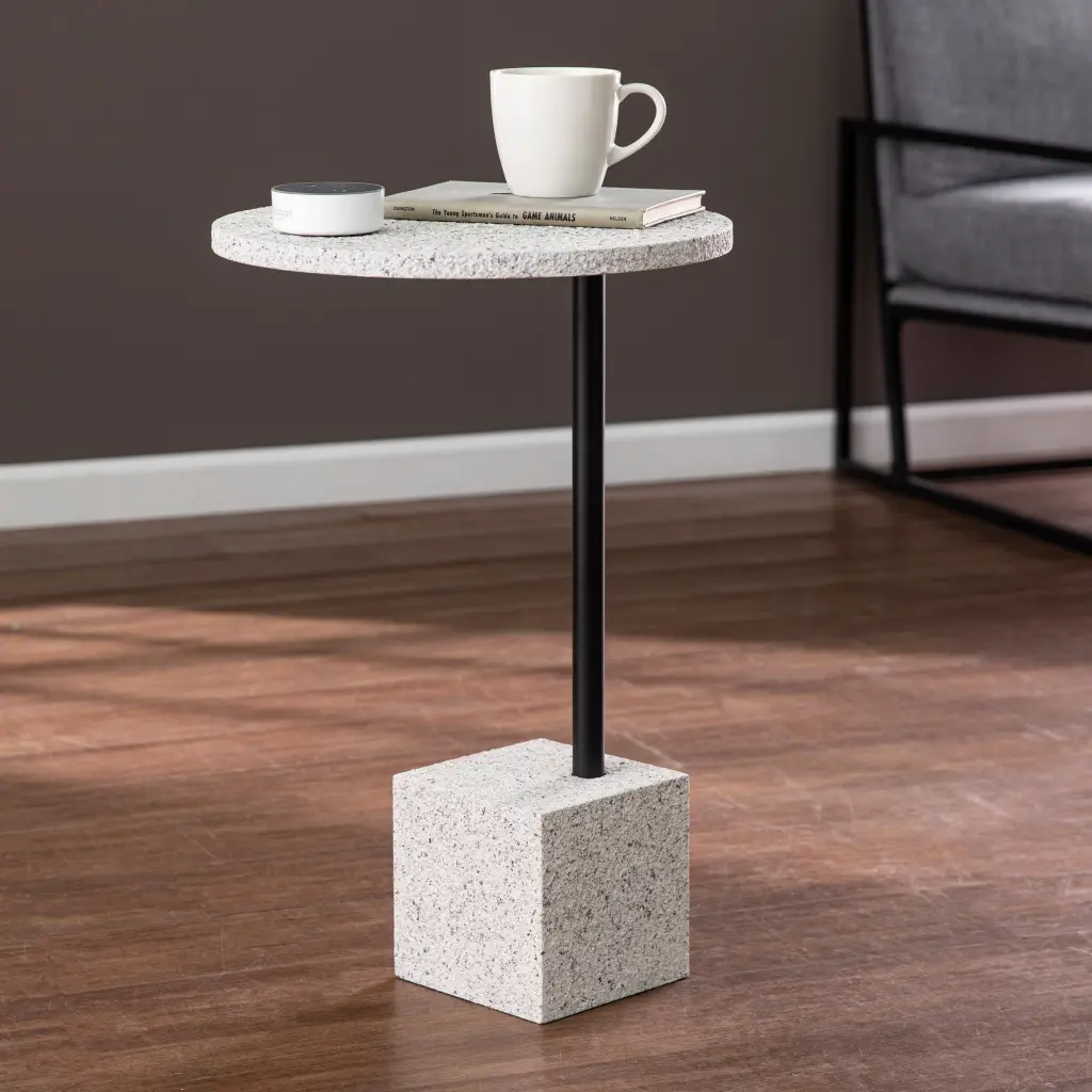 Cromlin Round Accent Table Black MDF - Stylish Side Table Living Room or Bedroom sei