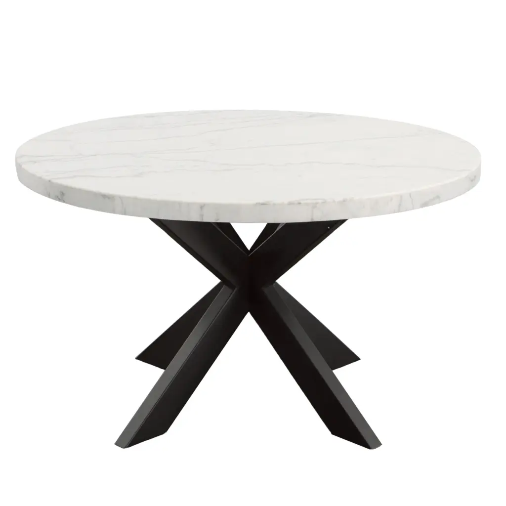 Xena White Marble Top Round Table Black Black Marble steve silver furniture