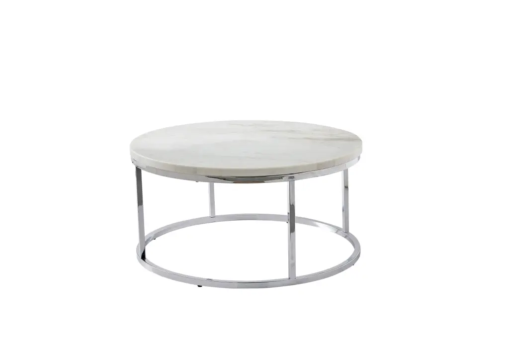 Echo White Marble Top Round White Dining Table Modern Kitchen Table steve silver furniture