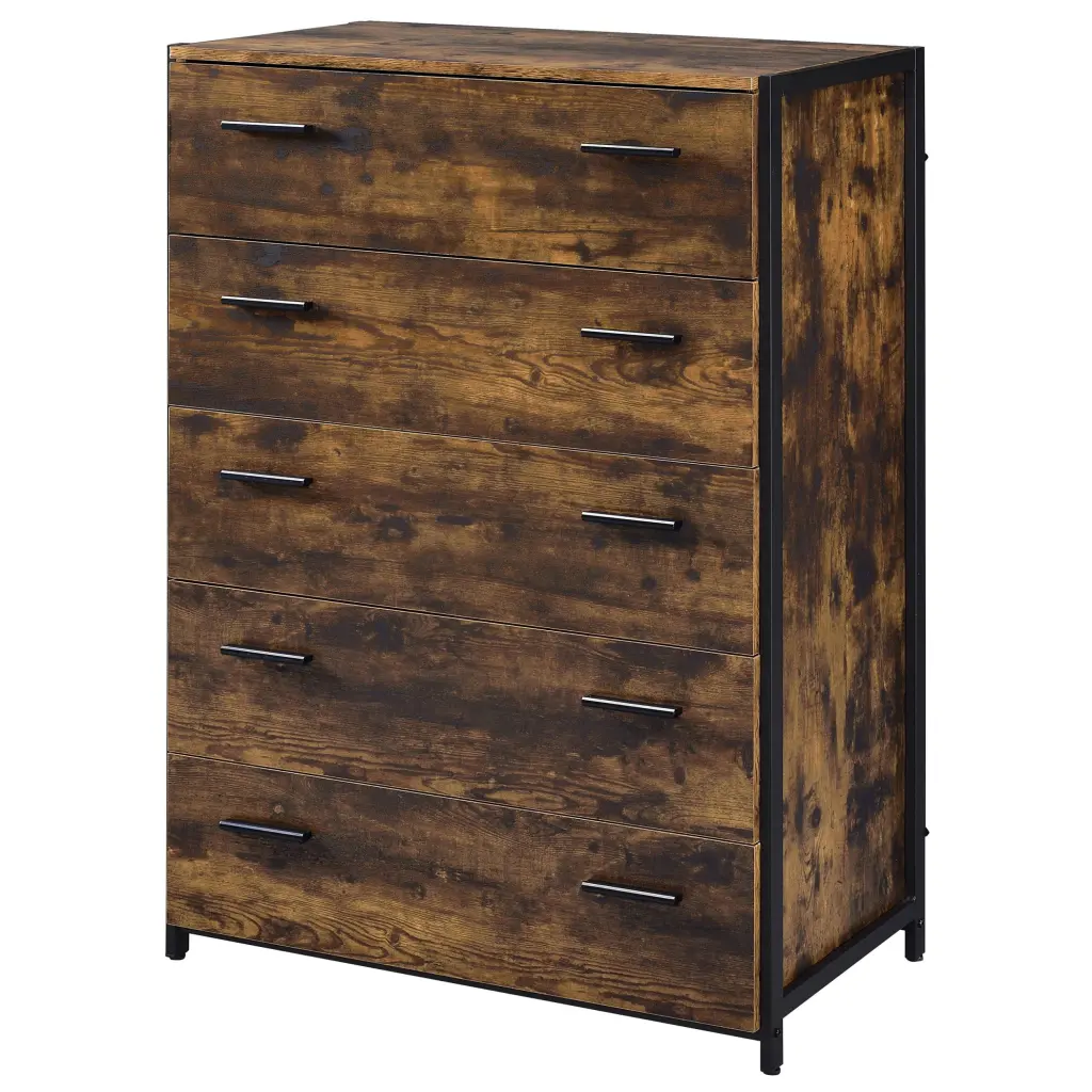 Rustic Oak And Black Chest 5 Drawer Rustic Bedroom Furniture furniture max