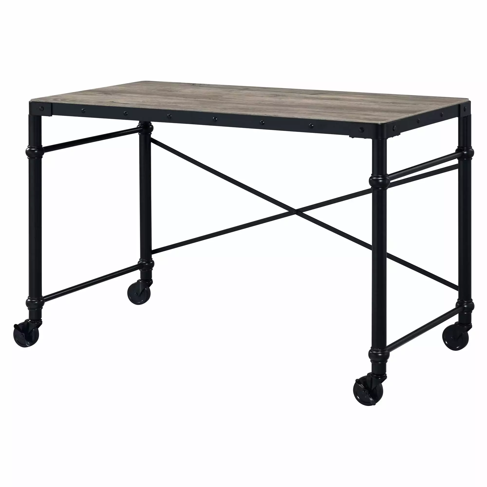 ACME Oklarth Writing Desk Rustic Oak and Black Stylish Office Acme Furniture