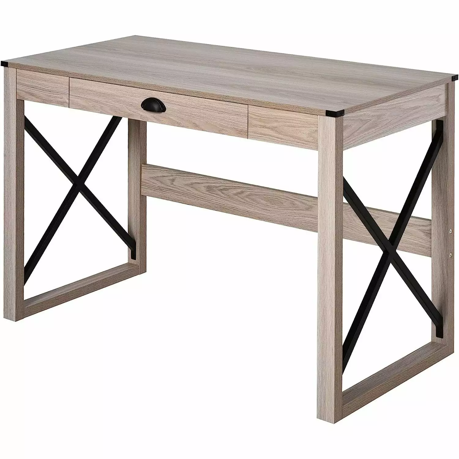 HetayC Home Office Computer Desk Rustic Writing Desk Farmhouse Workstation Storage Drawer X-Frame