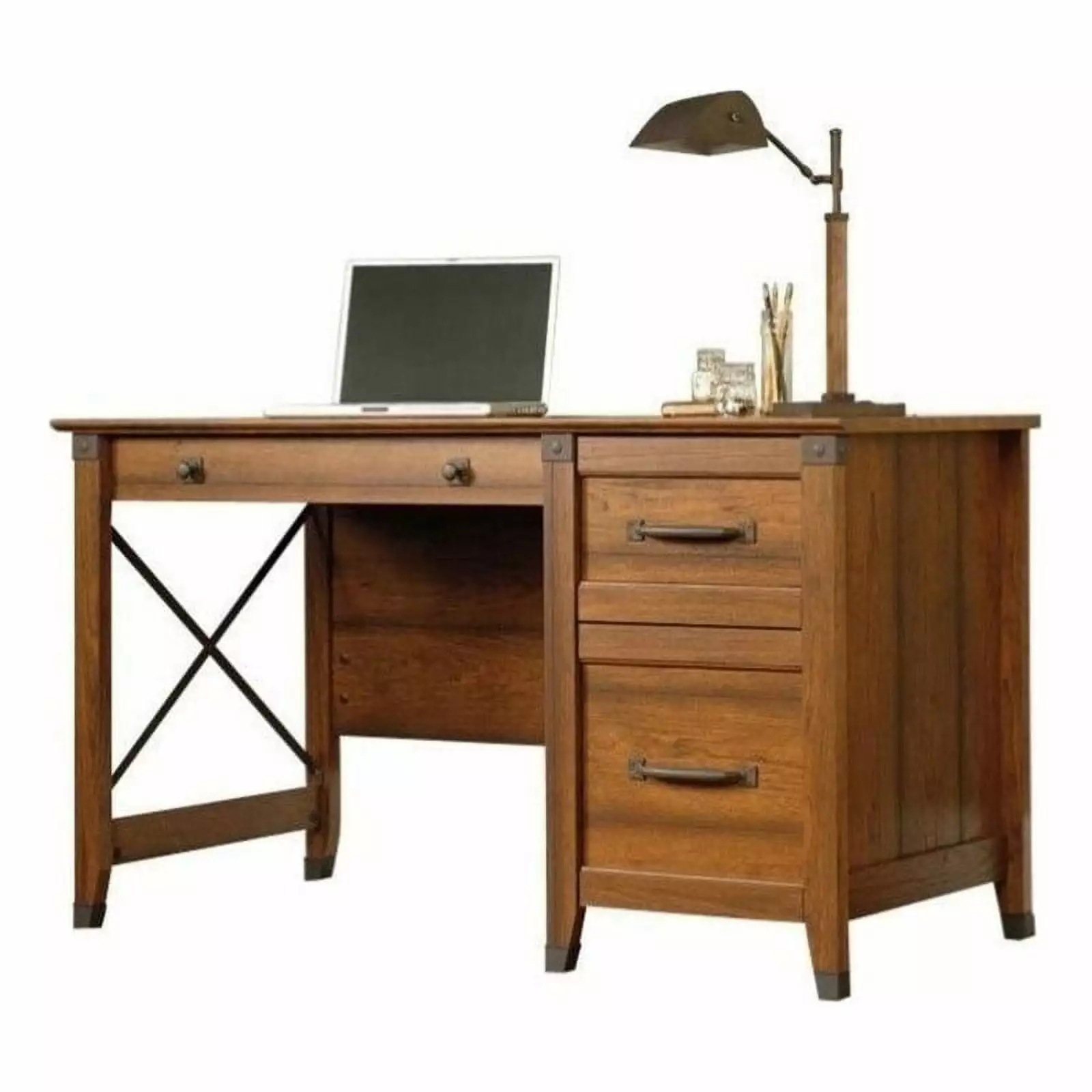 Kingfisher Lane Rustic Engineered Wood Desk Washington Cherry - Farmhouse Style Writing Table