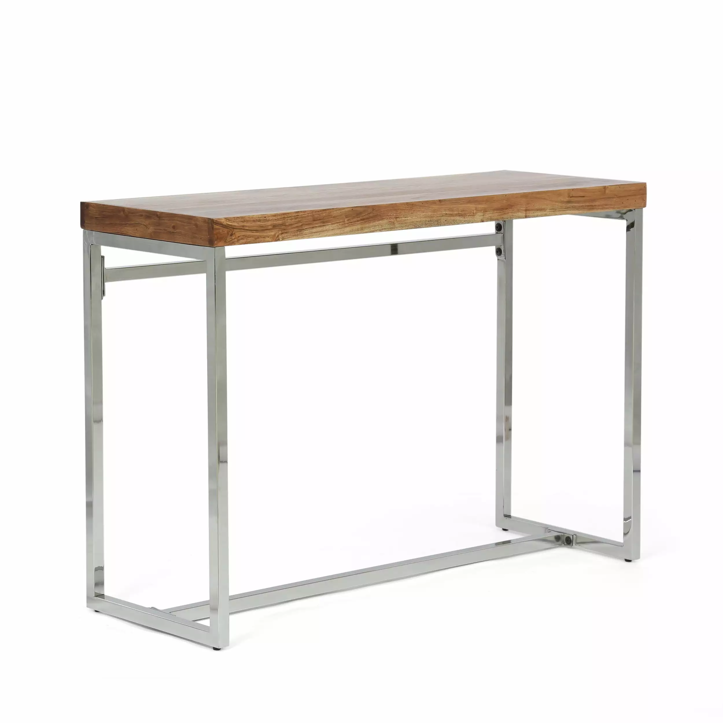 Noble House Enon Rustic Glam Handmade Acacia Wood Console Desk Natural and Silver Finish