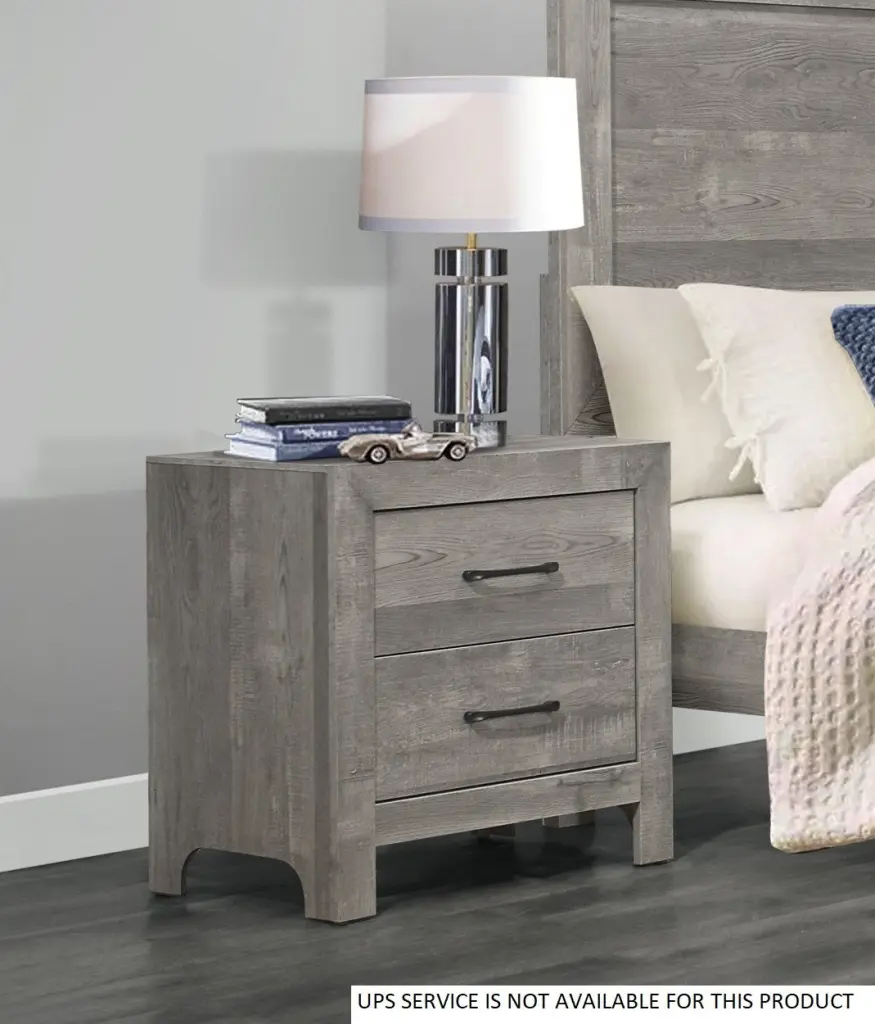 Rustic Gray Finish Nightstand 2 Drawers Transitional Design kanepe