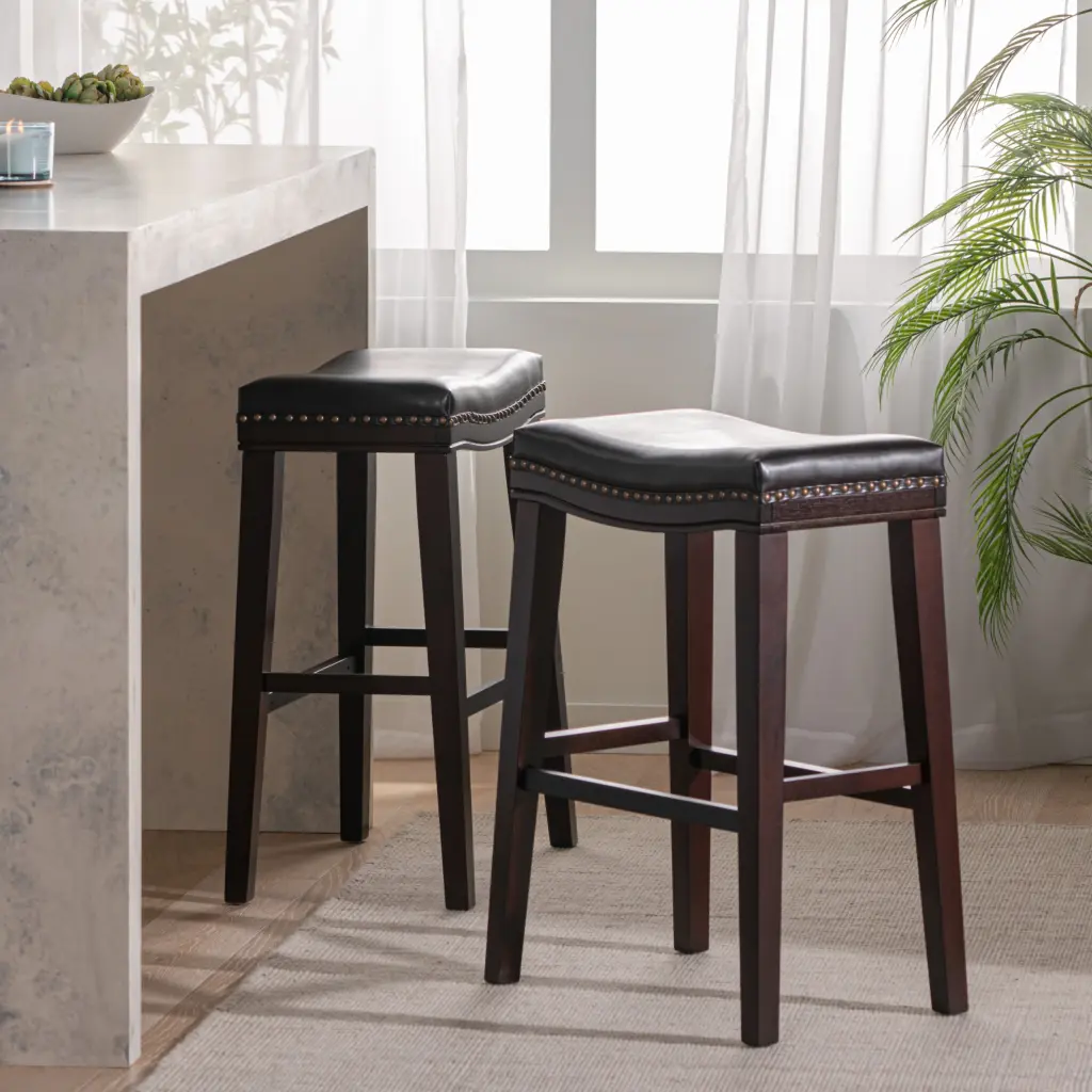 Saddle Stool Brown Leather Adjustable Height Stool nh-comfortcove