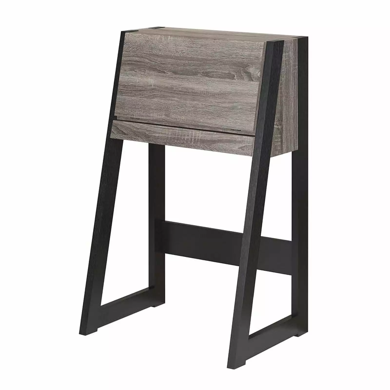 Bowery Hill Modern Wood Secretary Desk Distressed Gray and Black Home Office Furniture