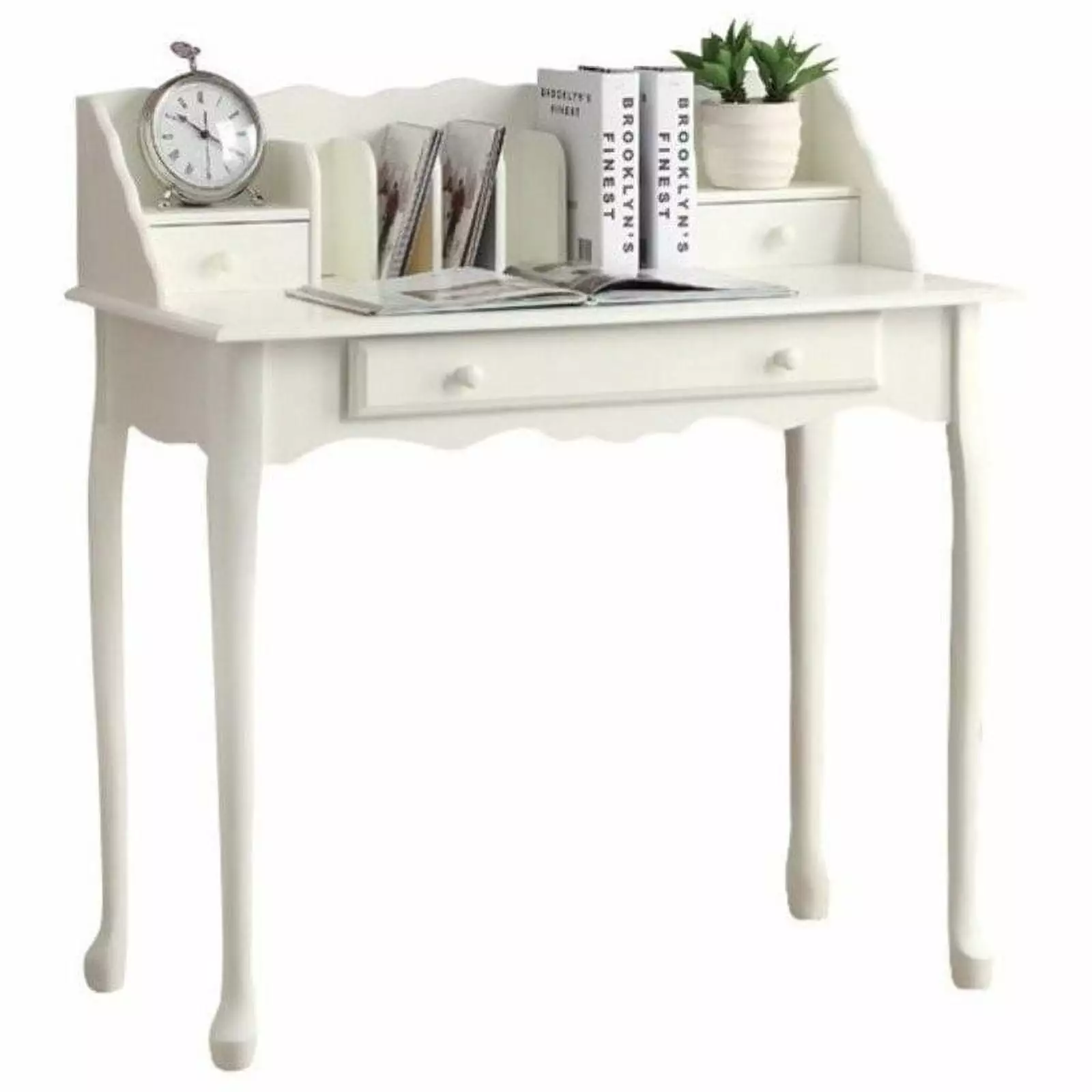 Kingfisher Lane Traditional Secretary Desk Antique White Home Office Desk