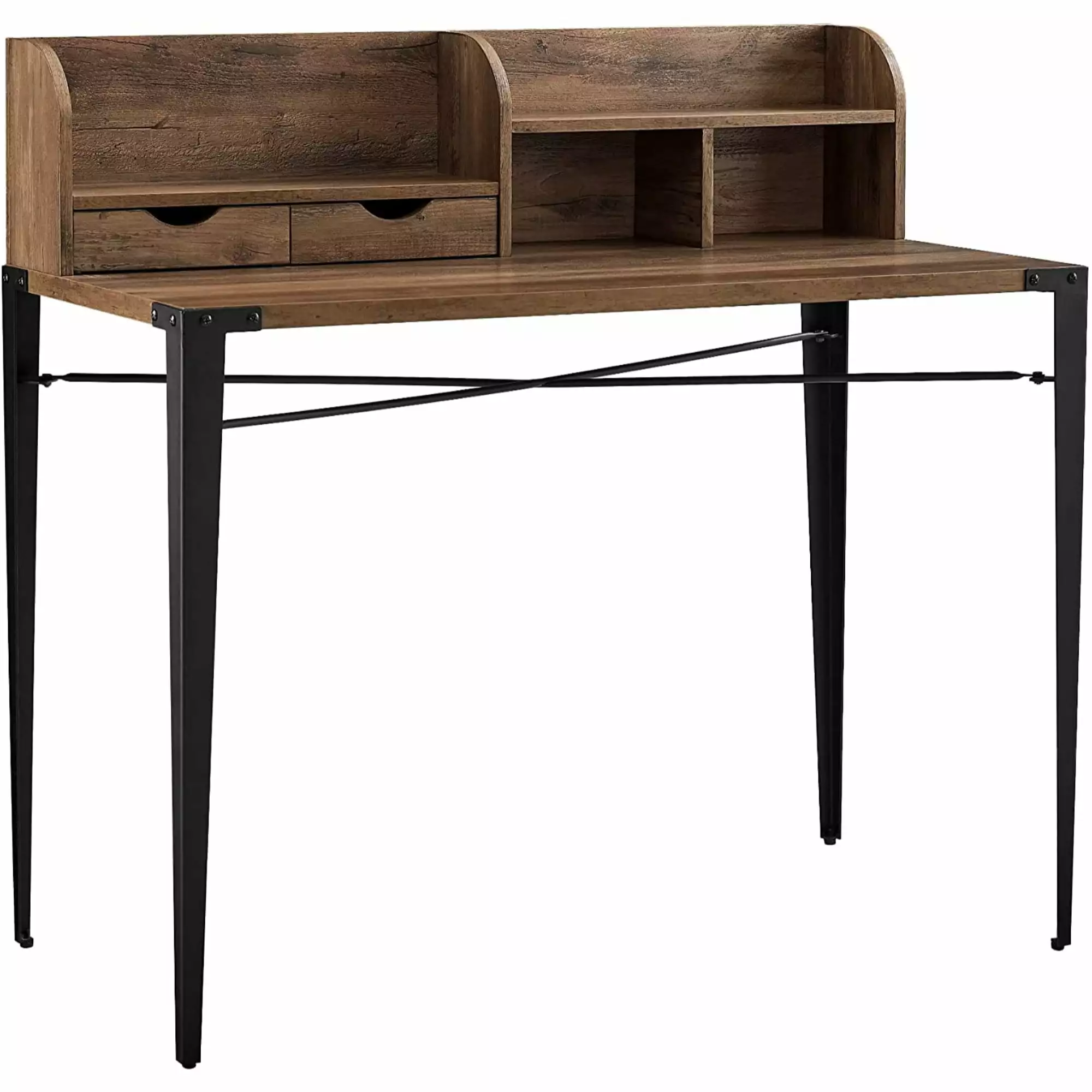 Walker Edison Industrial Secretary Desk Hutch Walnut 42 Inch Home Office Furniture