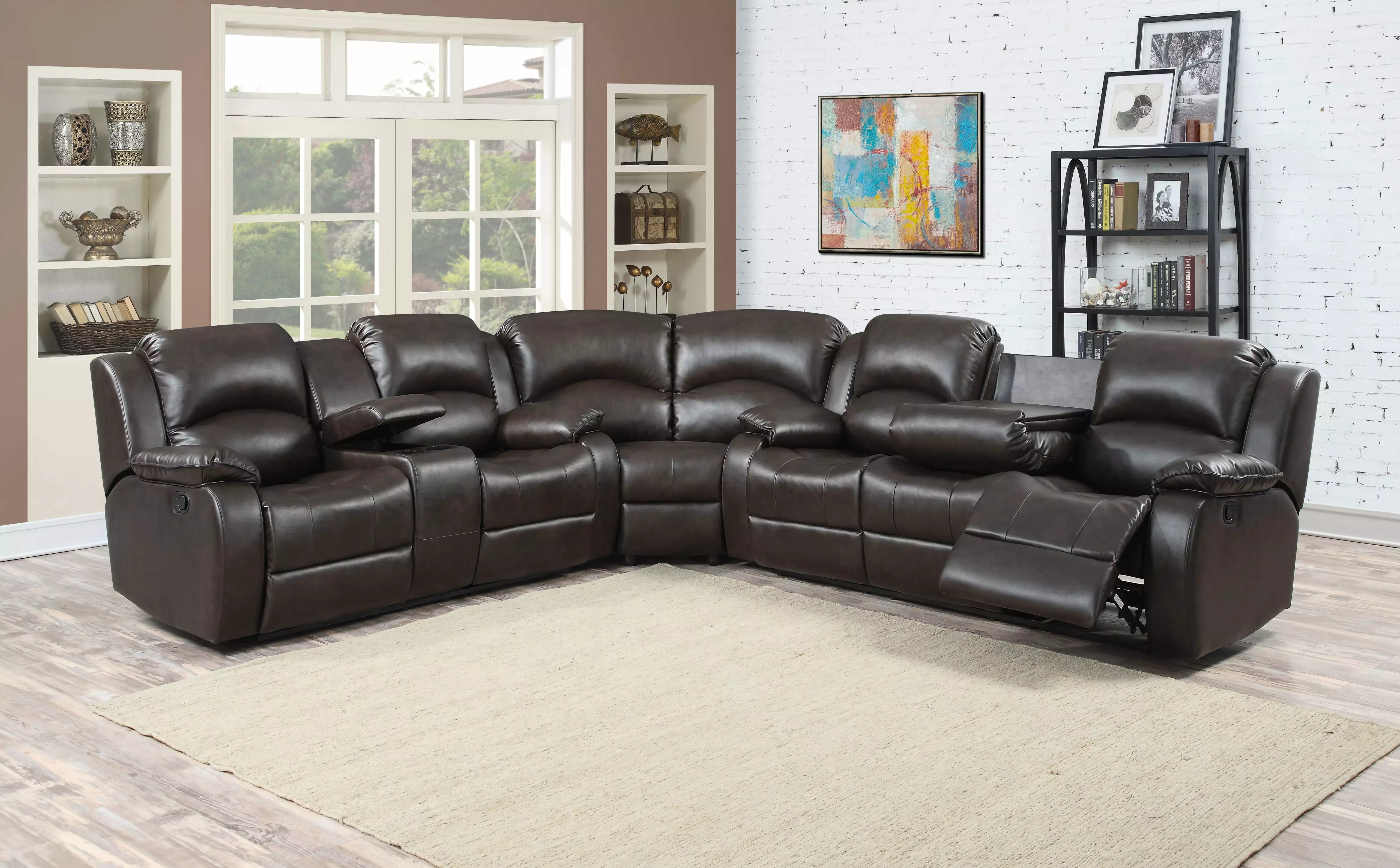 AC Pacific Samara Collection Modern Upholstered 3 Piece Living Room Sectional Sofa Set