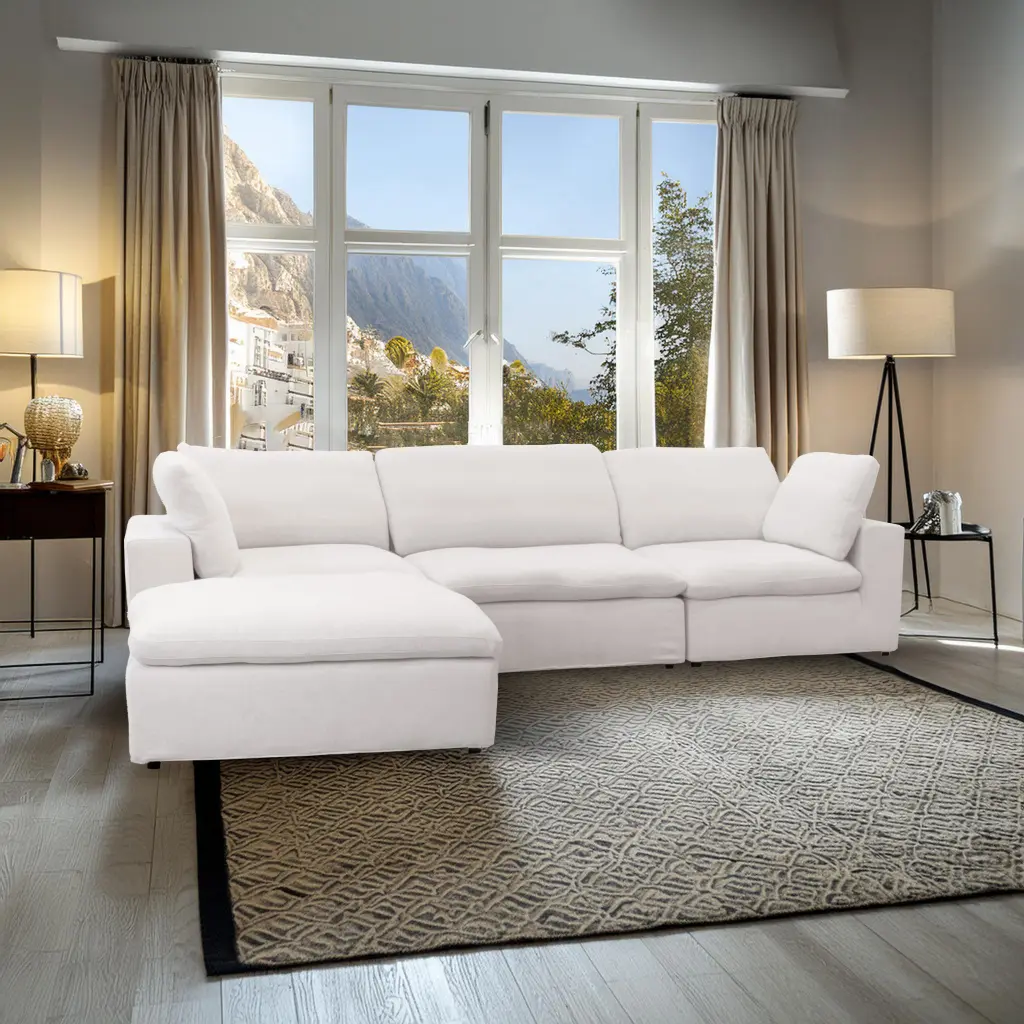 Harper Luxe White Sectional Sofa 4 Seat Configuration Wood Legs american homestead furniture