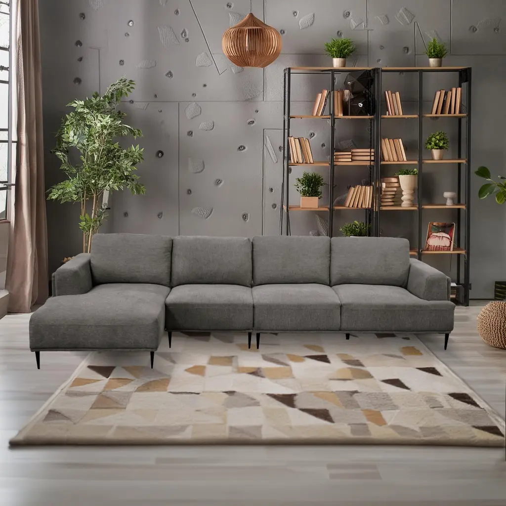 Santa Monica Grey LF Sectional 4-Seat Leather Sofa american homestead furniture