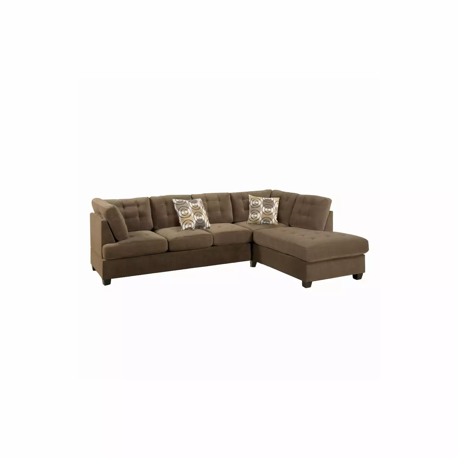 BenJara Luxurious 2 Piece Corduroy Sectional Sofa Waffle Suede Truffle