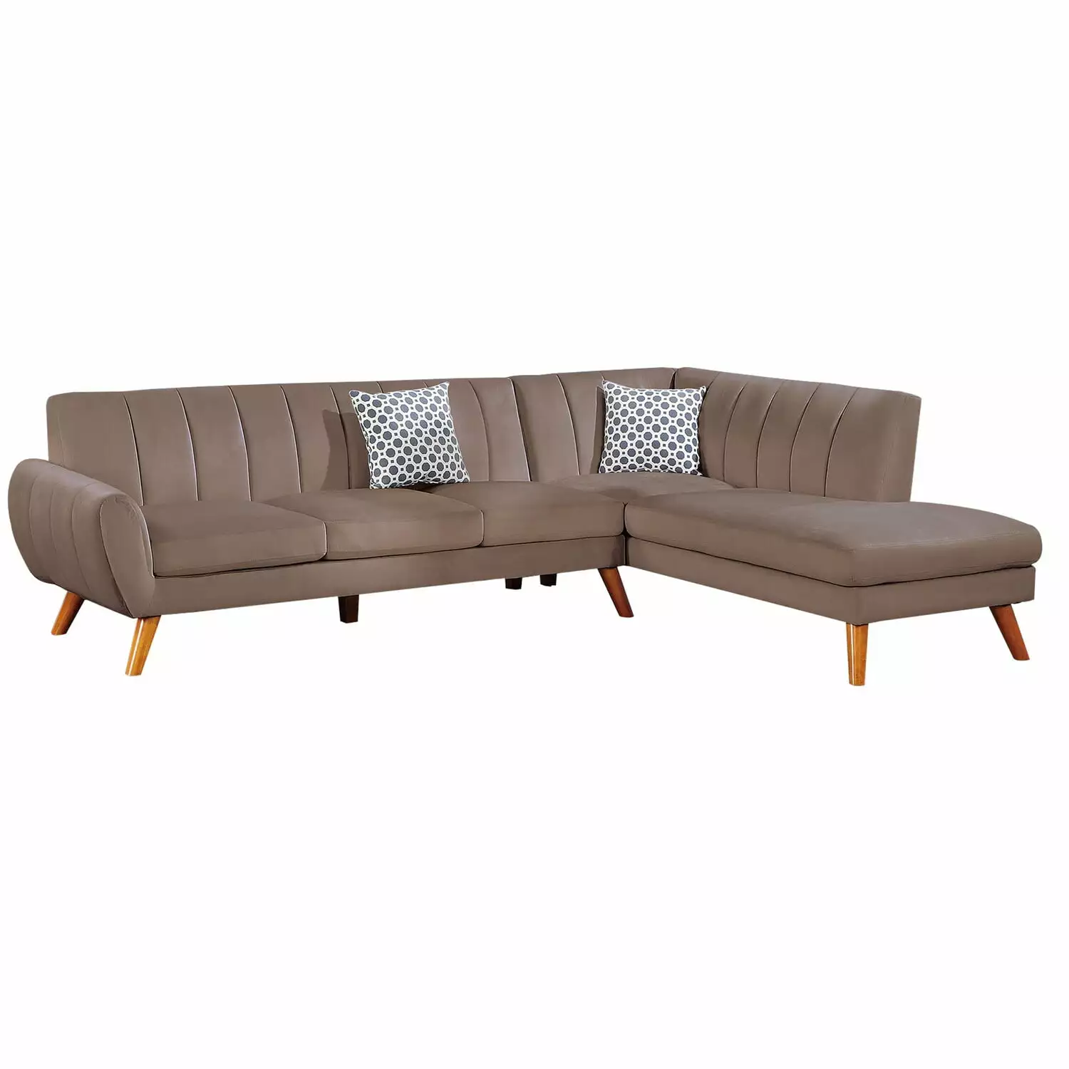 BenJara Lynn Brown Tufted Velvet 2-Piece Sectional Sofa Chaise