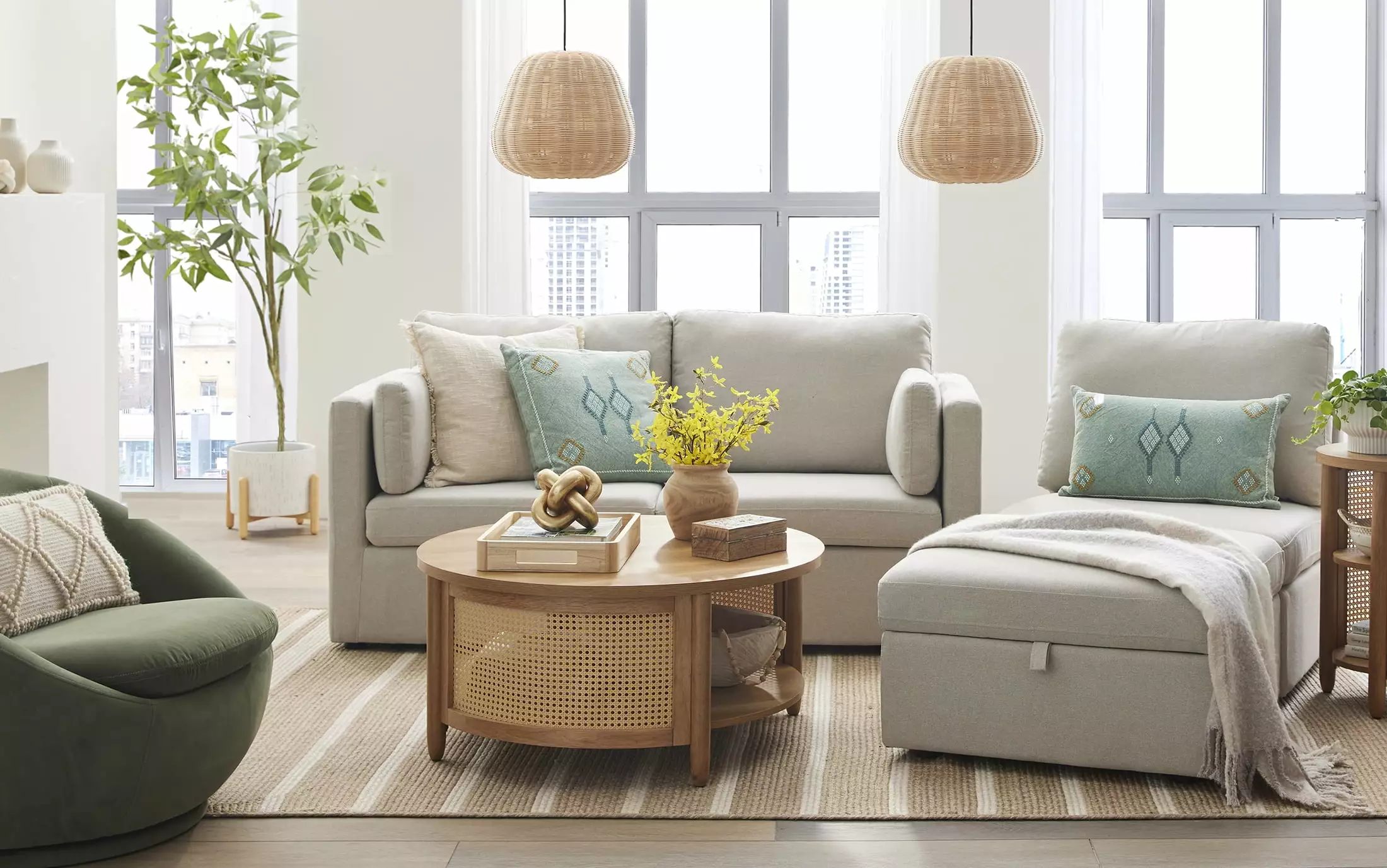 Better Homes Gardens 100 Modular Sectional Sofa Storage Ottoman White Linen Better Homes & Gardens
