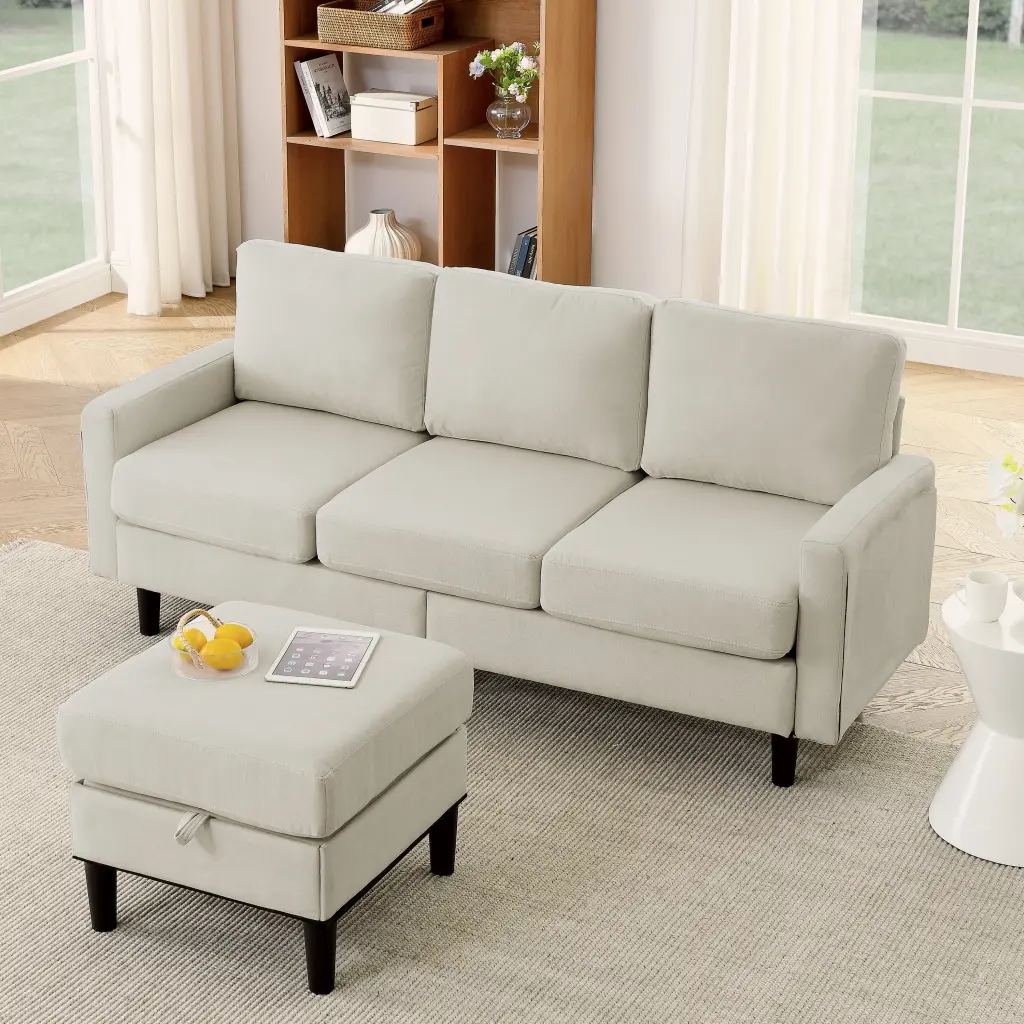 Upholstered Sectional Sofa Couch L Shaped Storage Reversible Design dg chuang ying