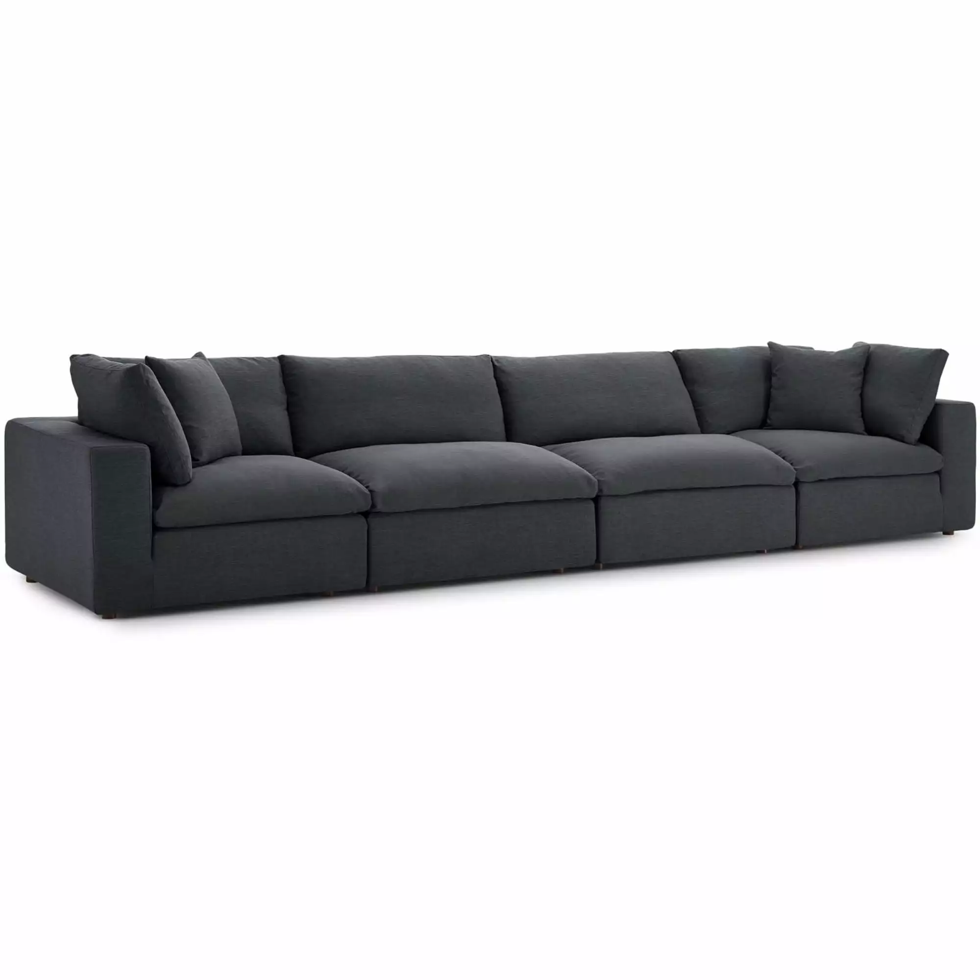 Ergode Commix Down Filled Overstuffed 4 Piece Sectional Sofa Set Gray