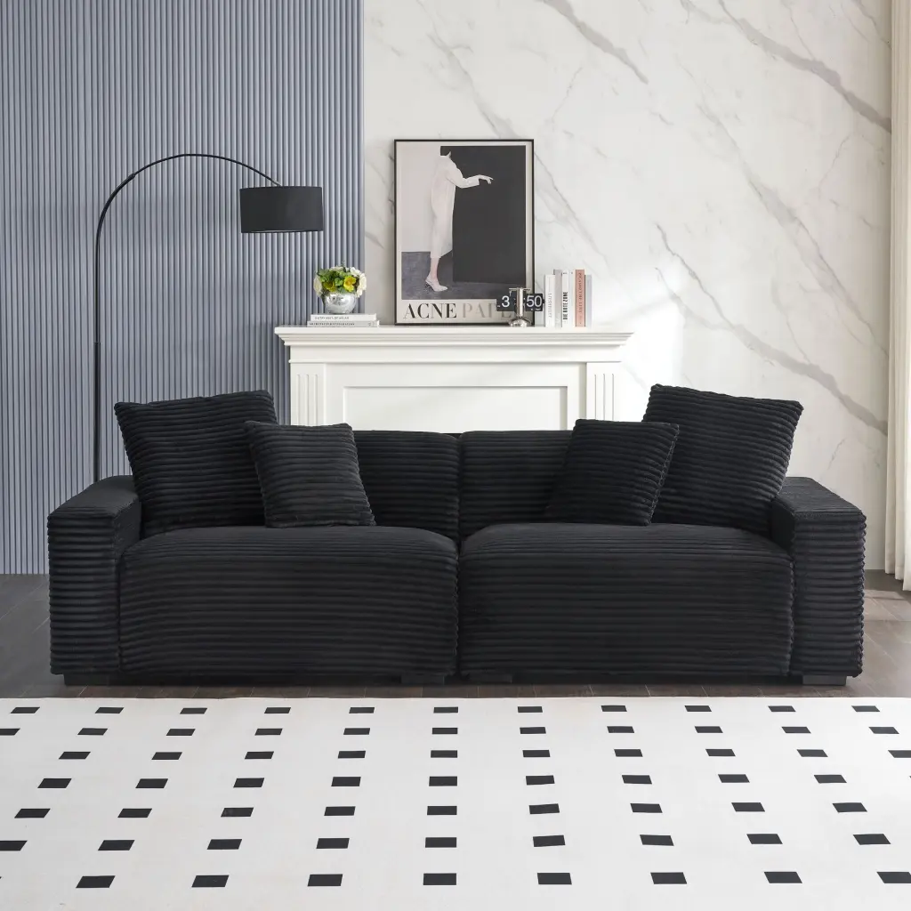 104.72 Inch 4 Seat Large Sofa 4 Throw Pillows Living Room fan chen furniture